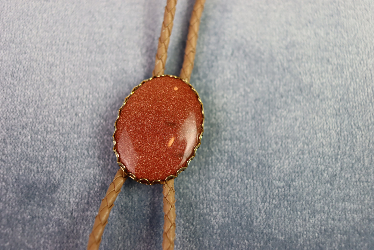 Vintage Oval Goldstone Cabochon Bolo Western Tie