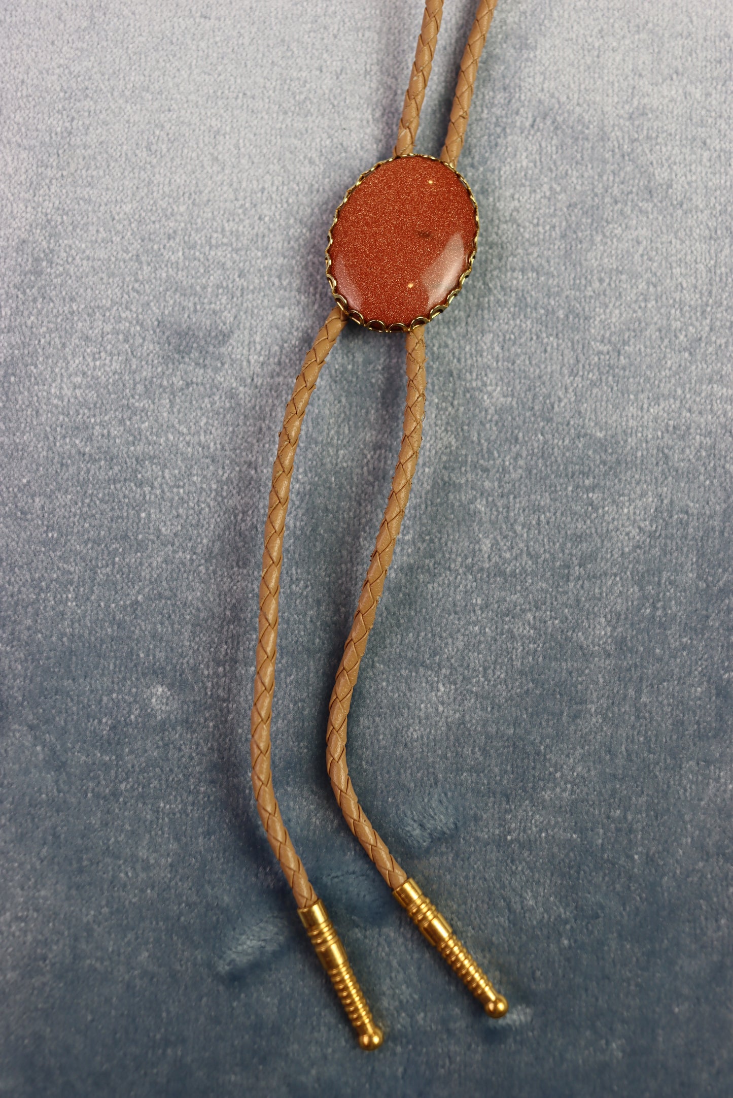 Vintage Oval Goldstone Cabochon Bolo Western Tie