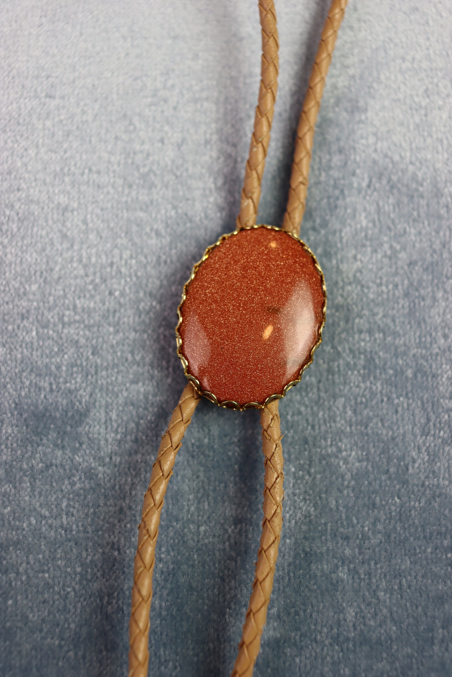 Vintage Oval Goldstone Cabochon Bolo Western Tie