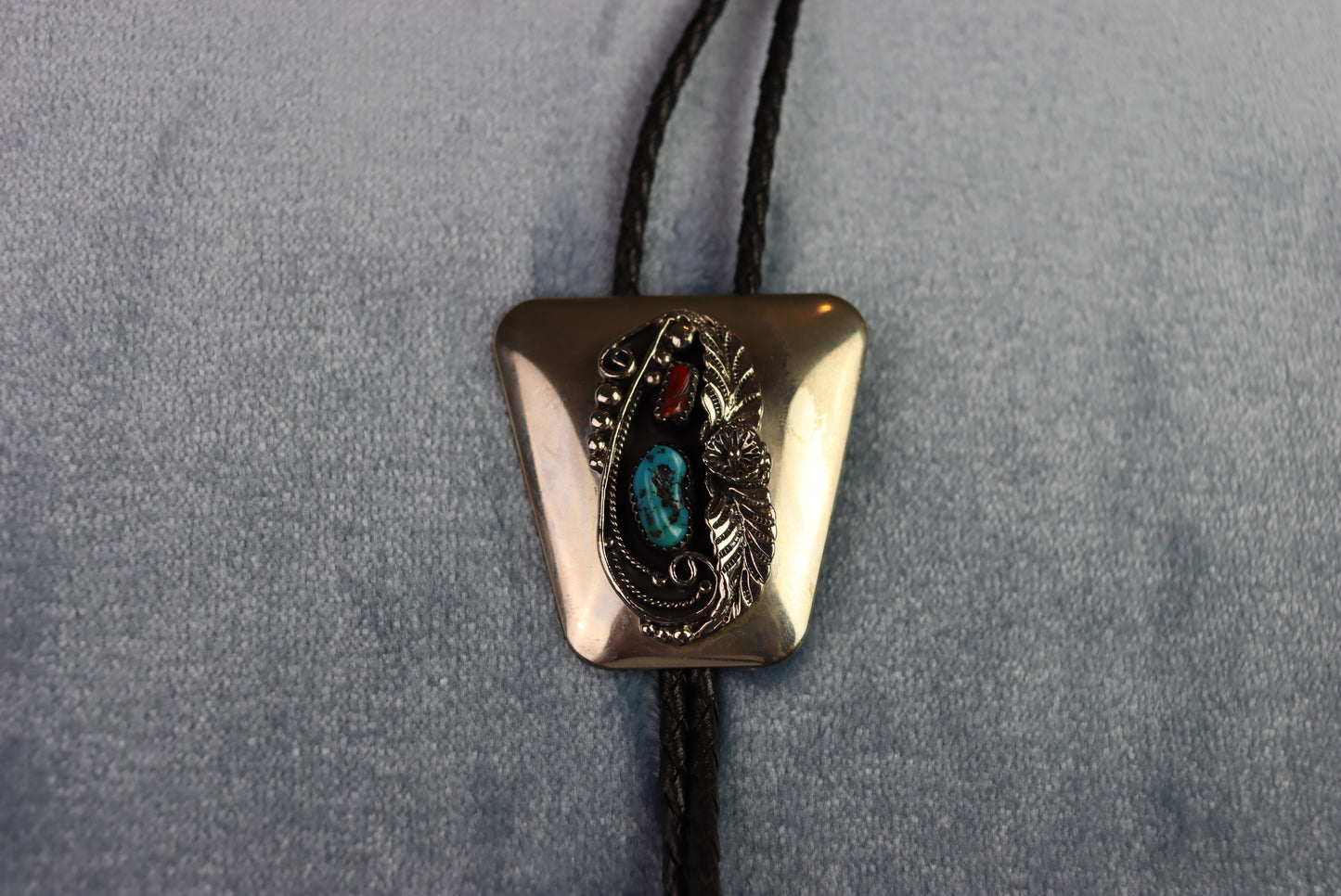 Vintage Large Stones and Metalwork Bolo Western Tie