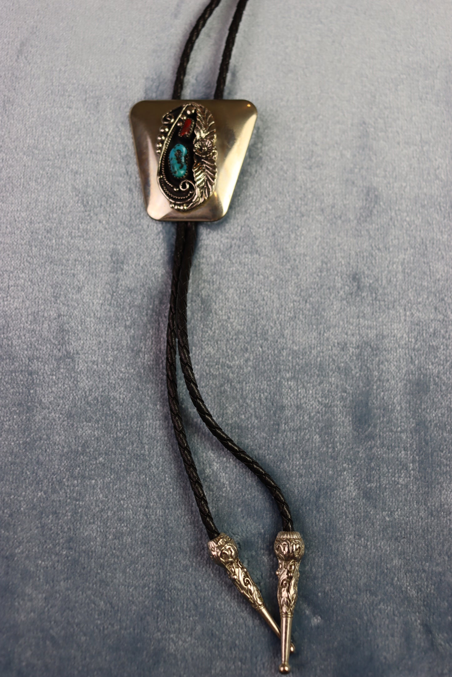 Vintage Large Stones and Metalwork Bolo Western Tie