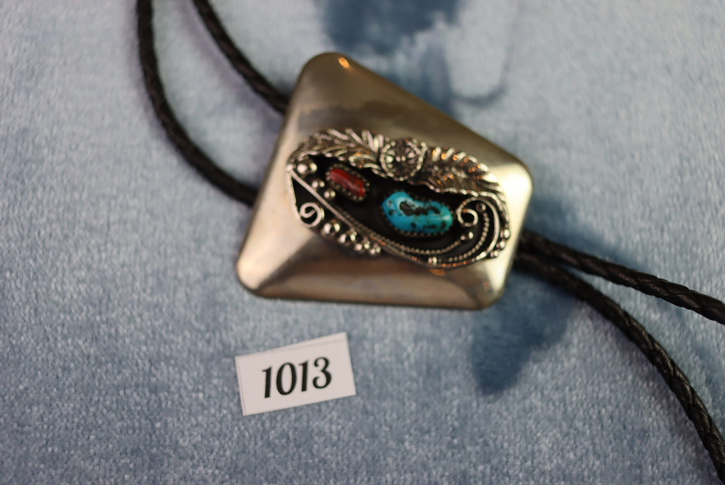 Vintage Large Stones and Metalwork Bolo Western Tie