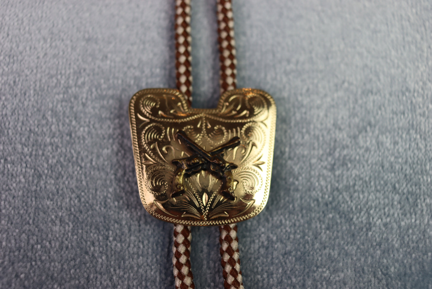 Vintage Crossed Pistols Bolo Western Tie