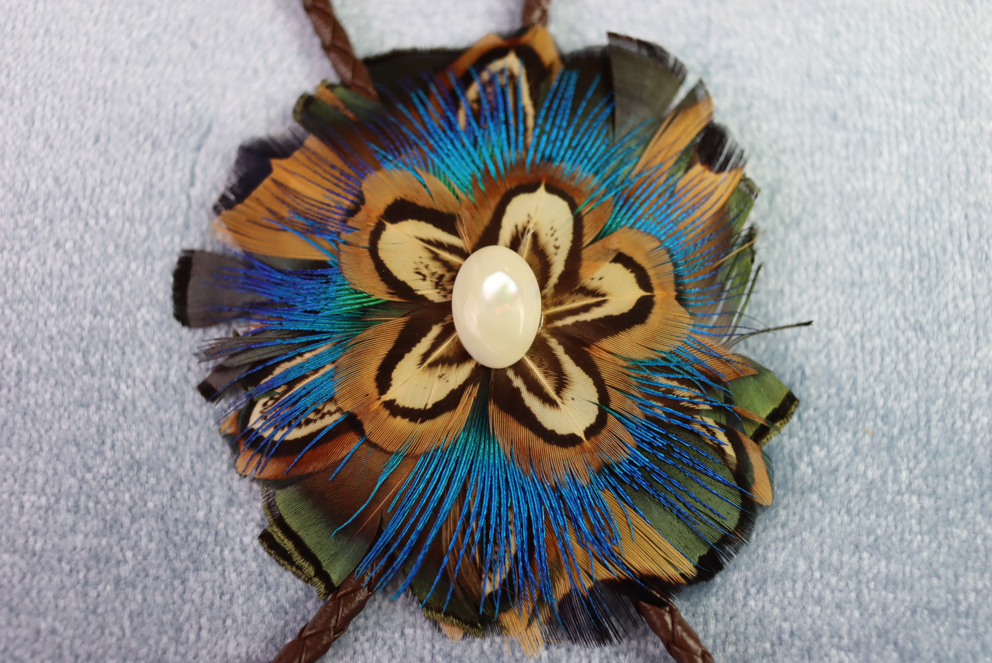 Vintage New Dead Stock Handmade California Indian Feather Bolo Western Tie