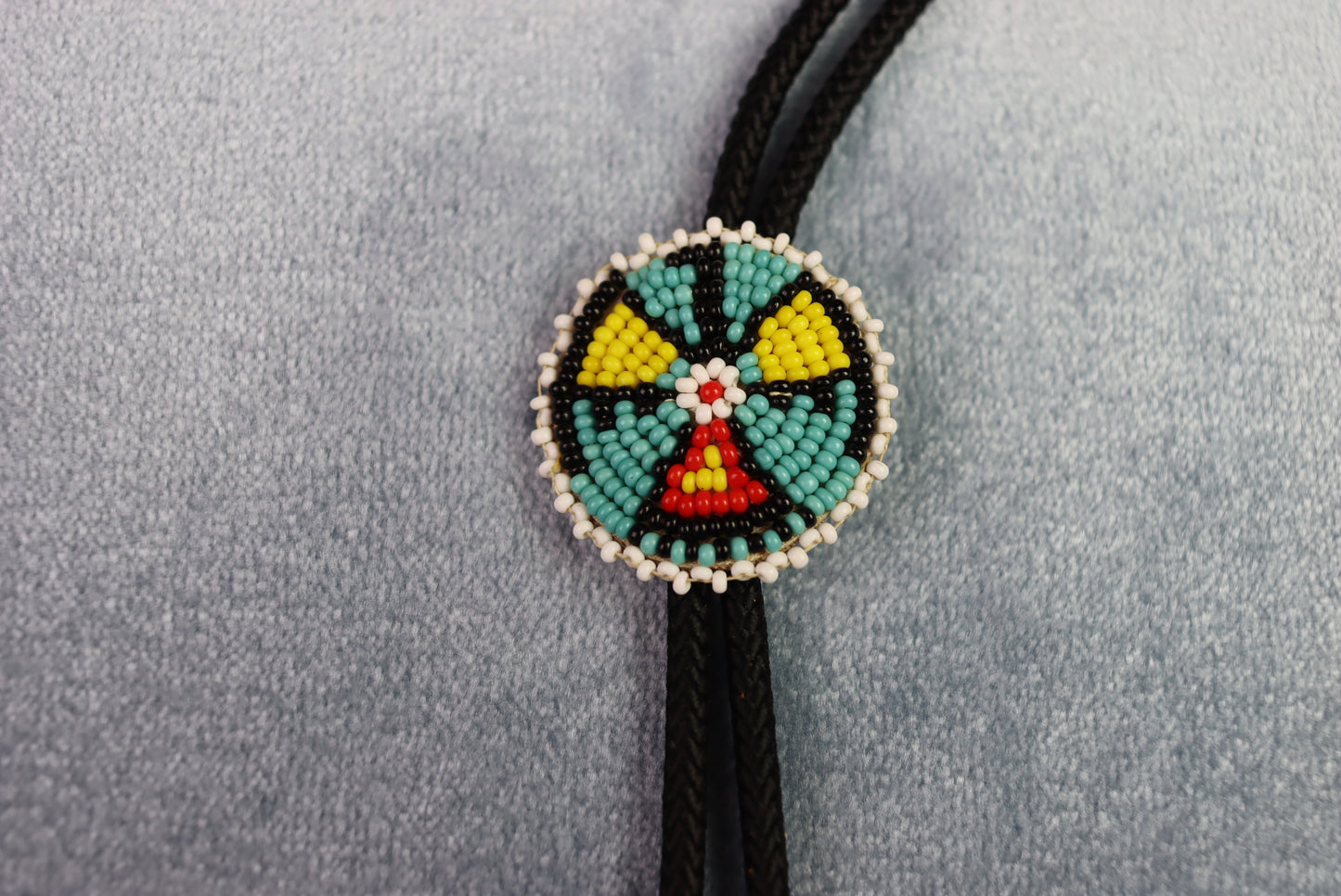 Vintage Indian Design Beaded Slide and Aiglets Bolo Western Tie