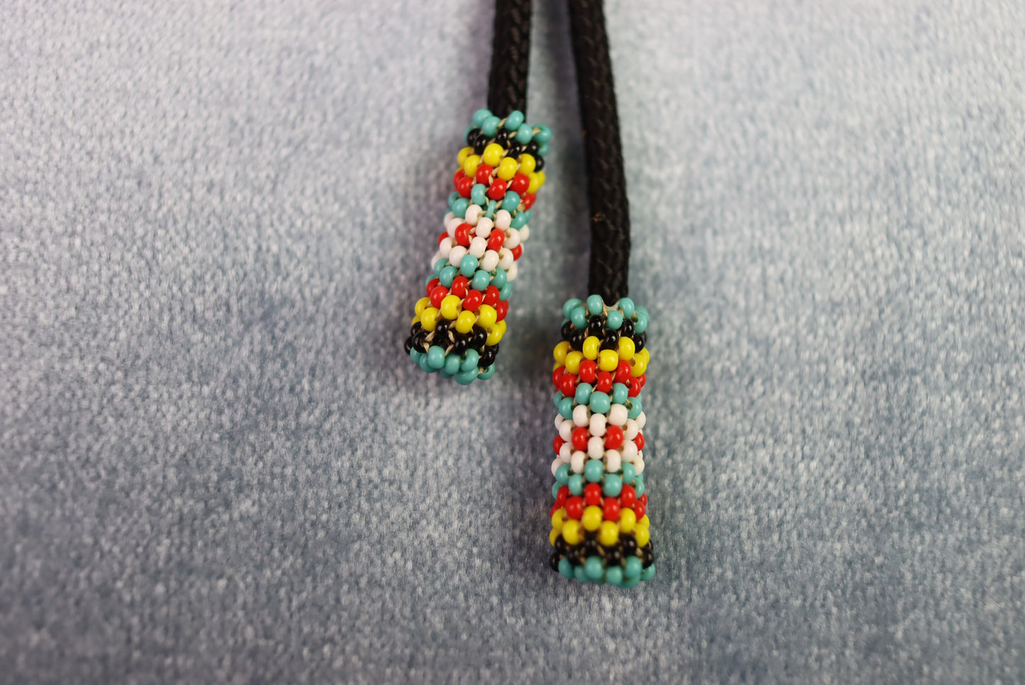 Vintage Indian Design Beaded Slide and Aiglets Bolo Western Tie