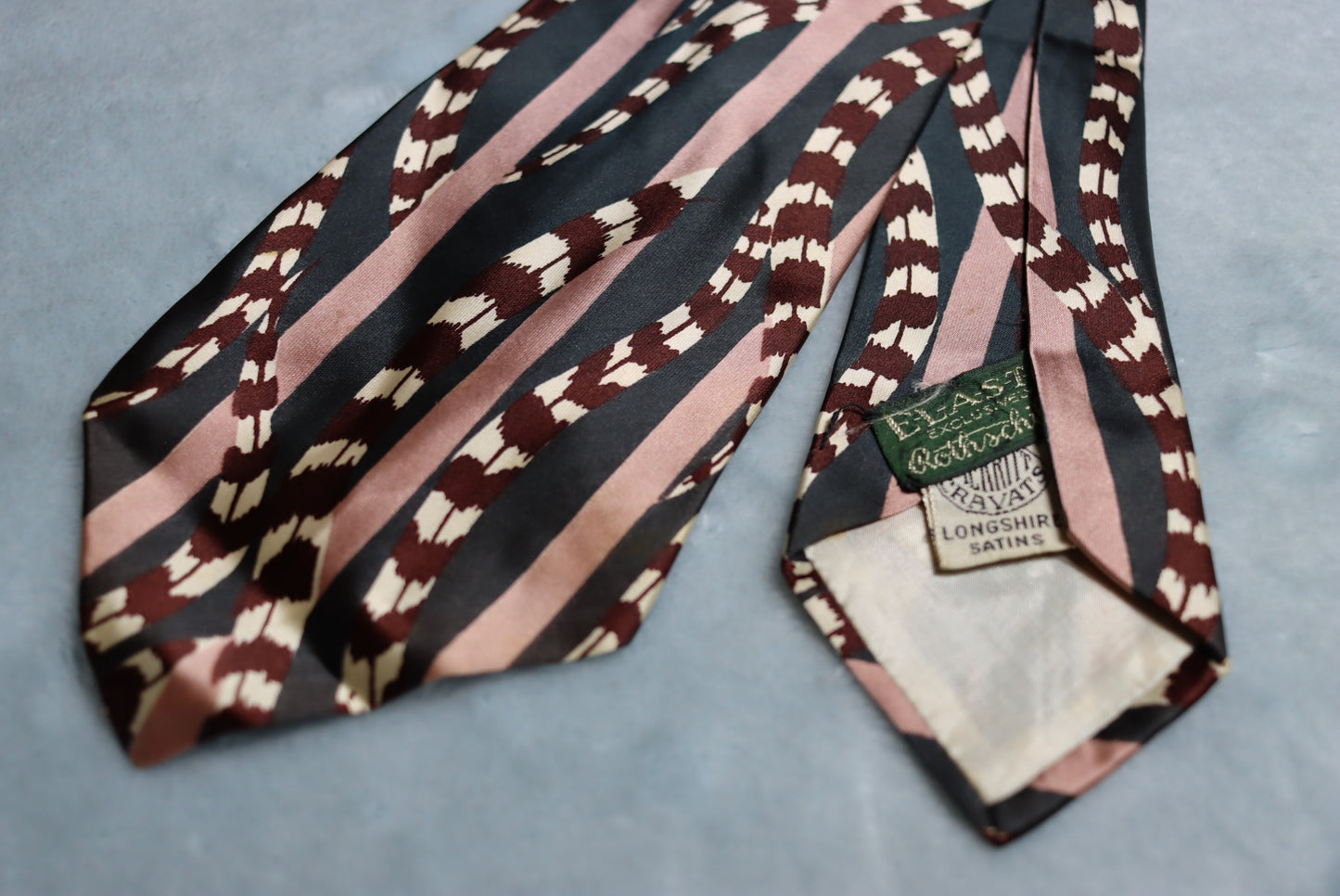 Vintage Elasto Merritt Cravats Stripes and Swirls 1940s Swing Tie