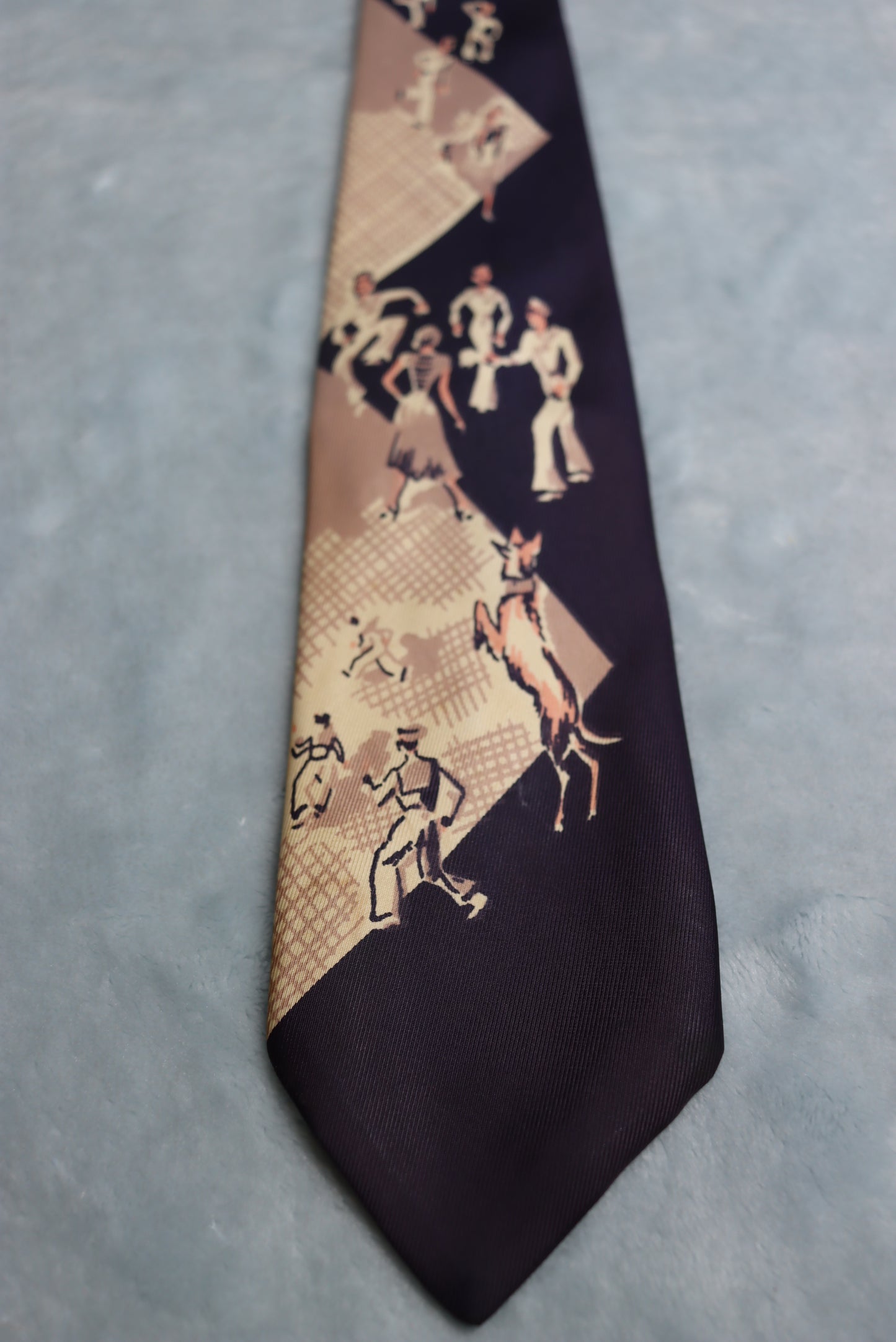 Vintage Navy Sailors Dancers and a Dog 1950s Tie