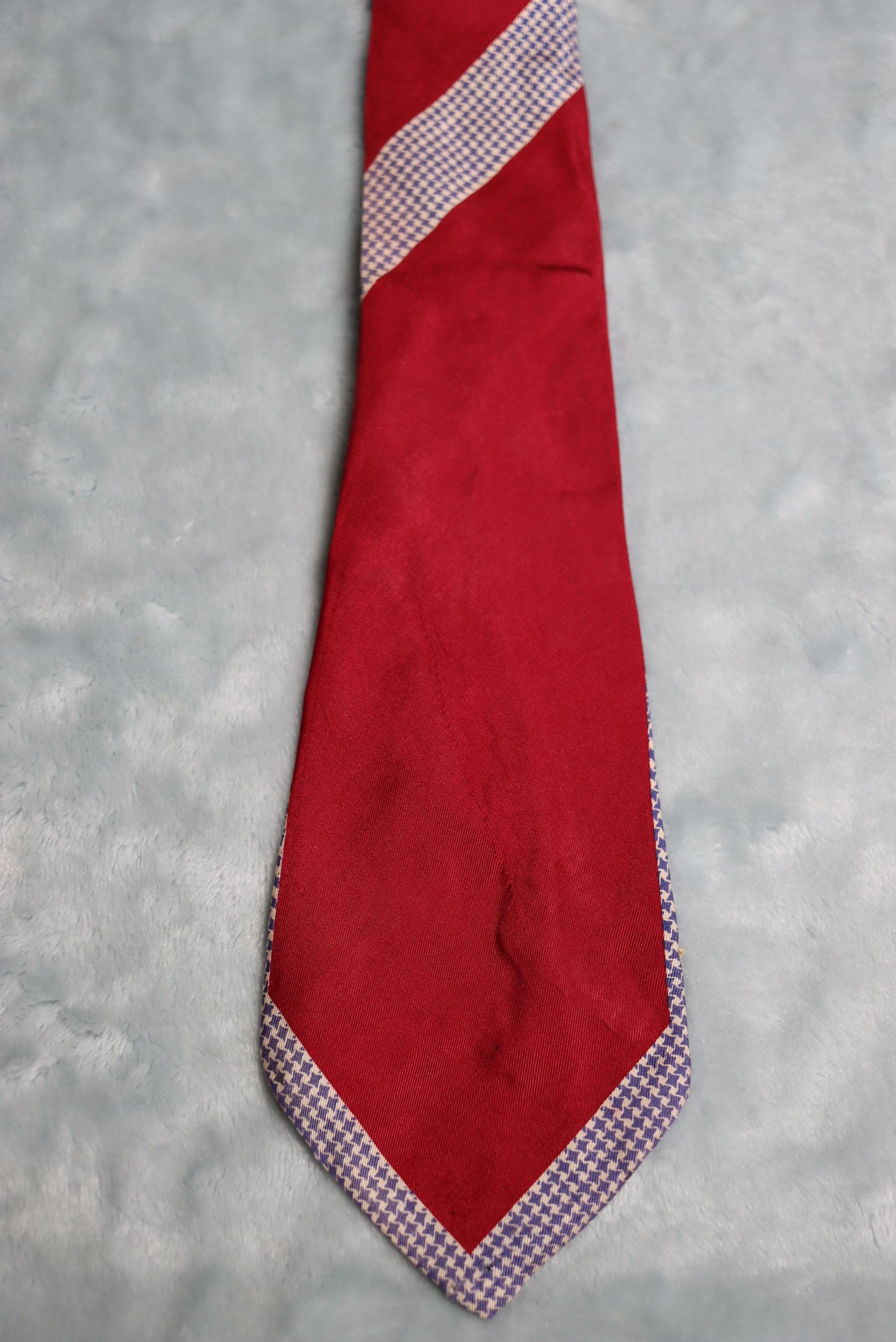 Vintage 1940s/50s Beau Brummell Red with Blue White Check Swing Tie