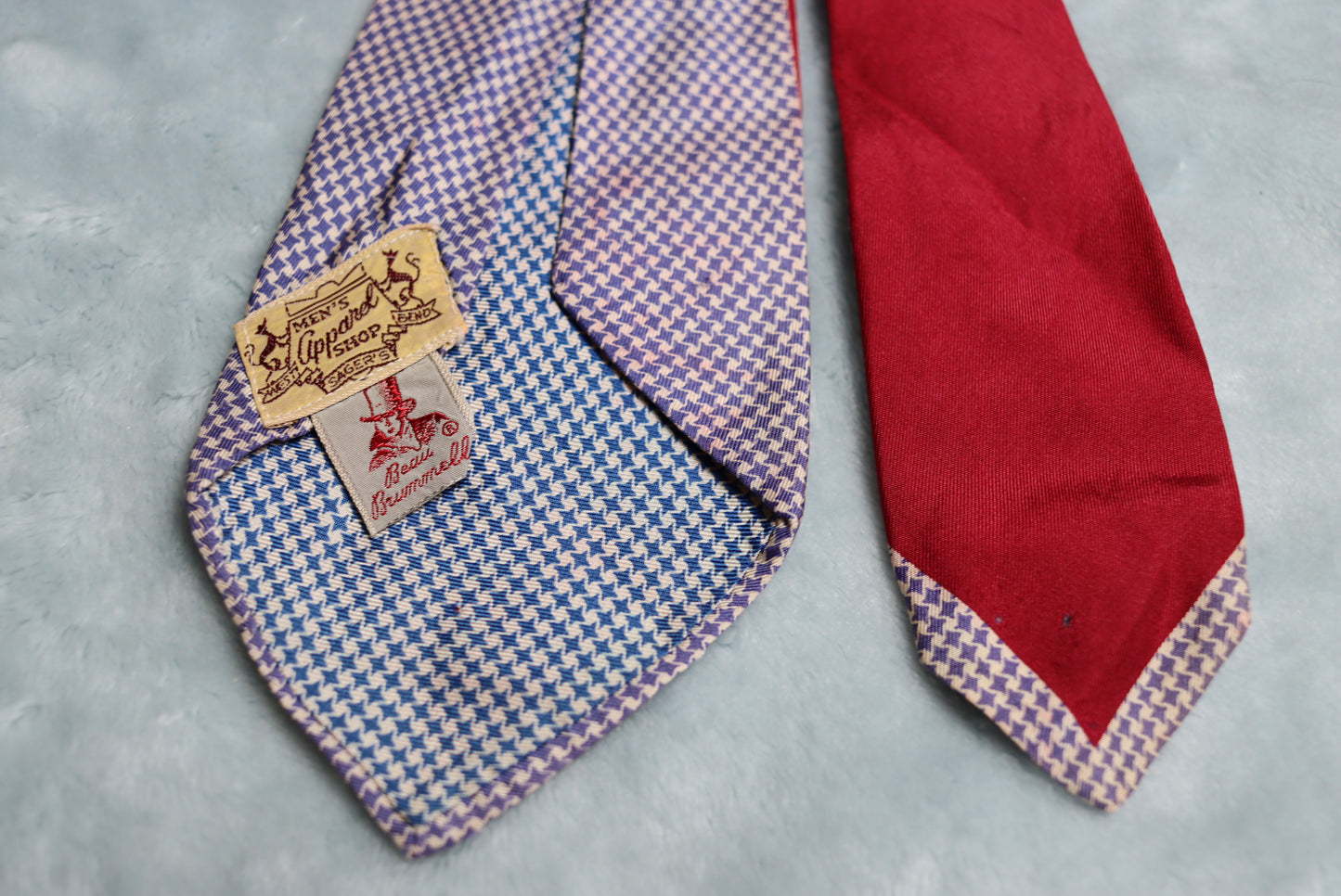 Vintage 1940s/50s Beau Brummell Red with Blue White Check Swing Tie