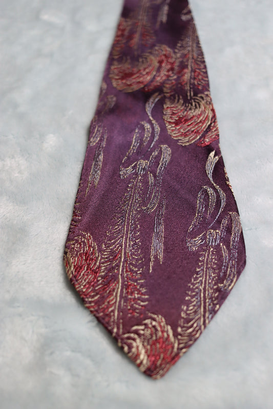 Vintage 1930s/40s Fashion Craft Cravats Purple Woven Pattern Swing Tie