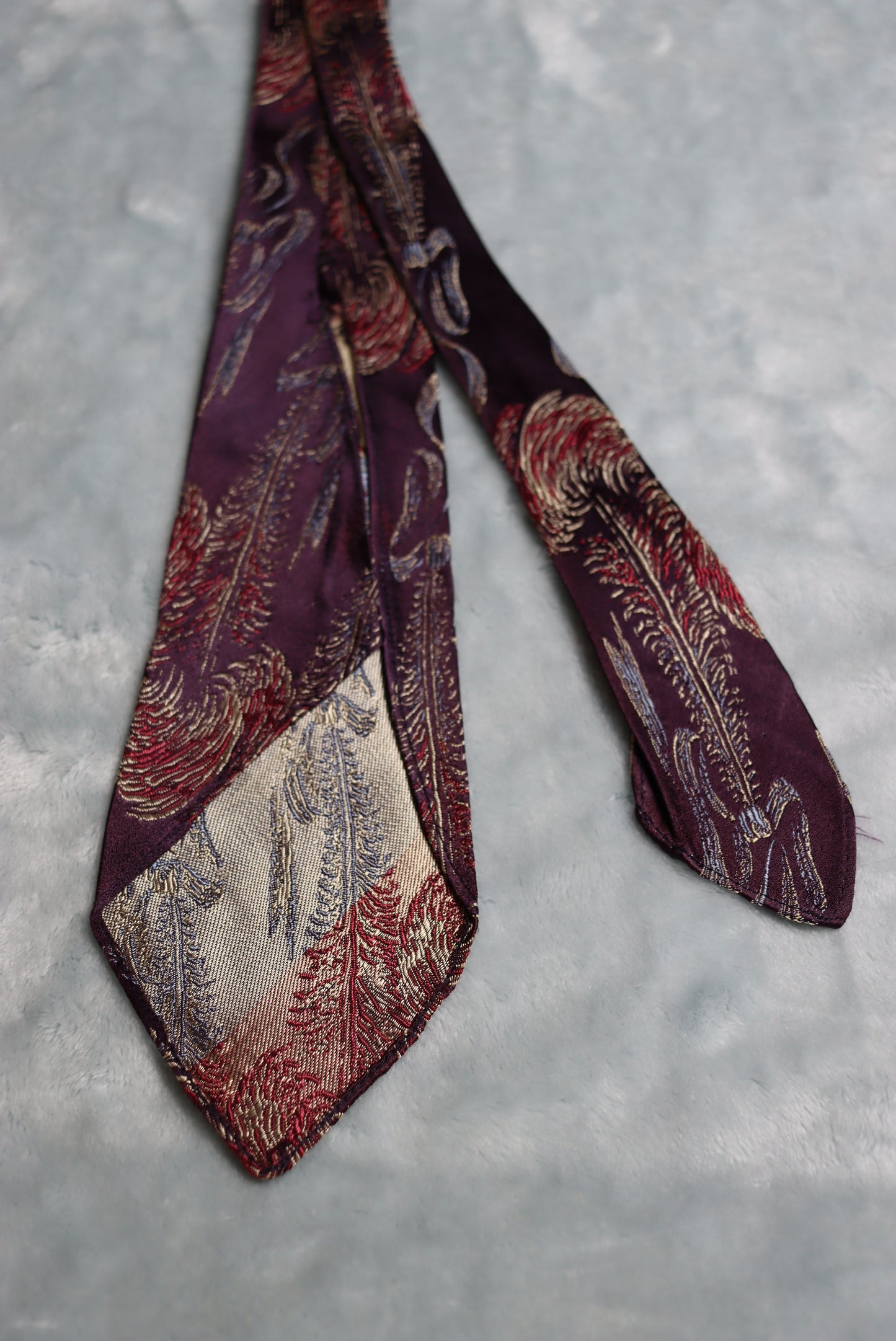 Vintage 1930s/40s Fashion Craft Cravats Purple Woven Pattern Swing Tie
