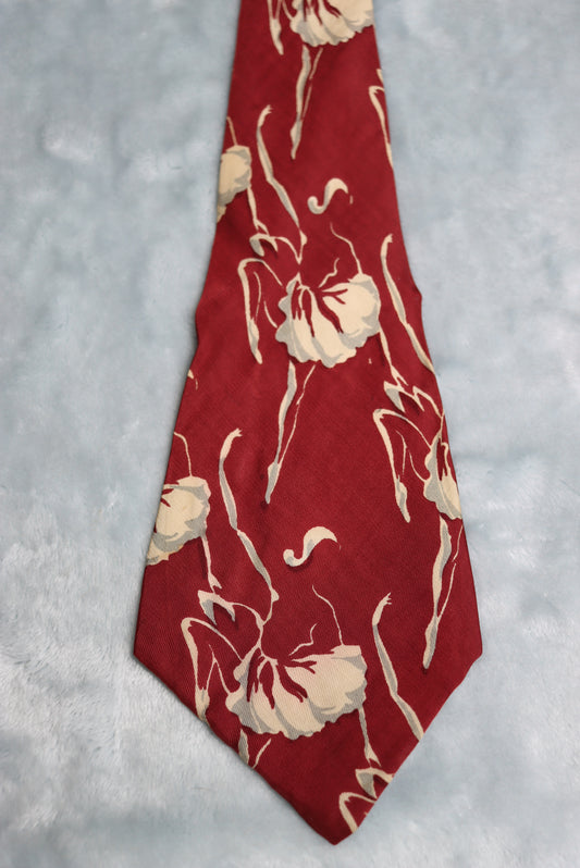 Vintage 1930s/40s brown Floral Design Swing Tie