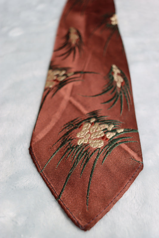 Vintage 1930s/40s Brown Woven Design Swing Tie
