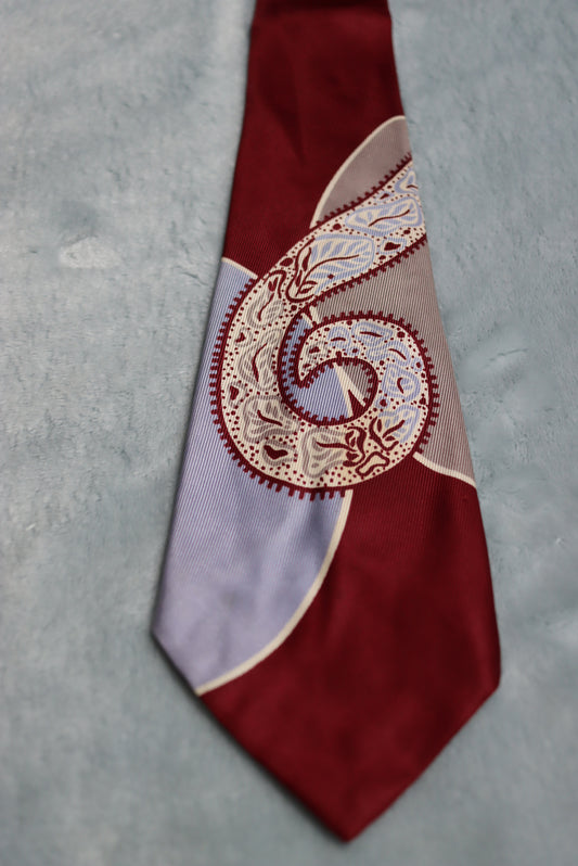 Vintage Claret and Blue Swing Tie 1940s/50s