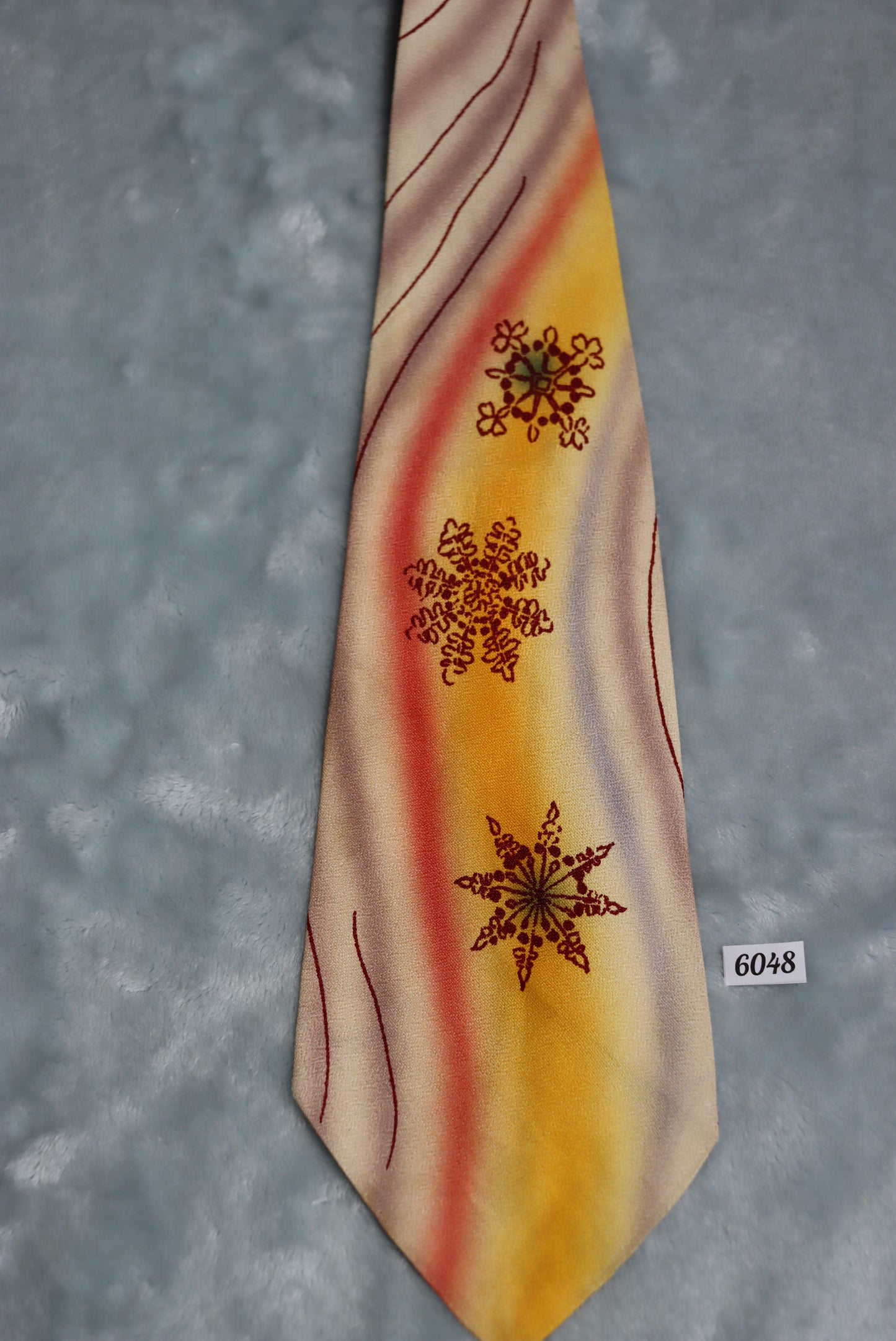 Vintage Hand Painted Snowflake 1940s/50s Swing Tie