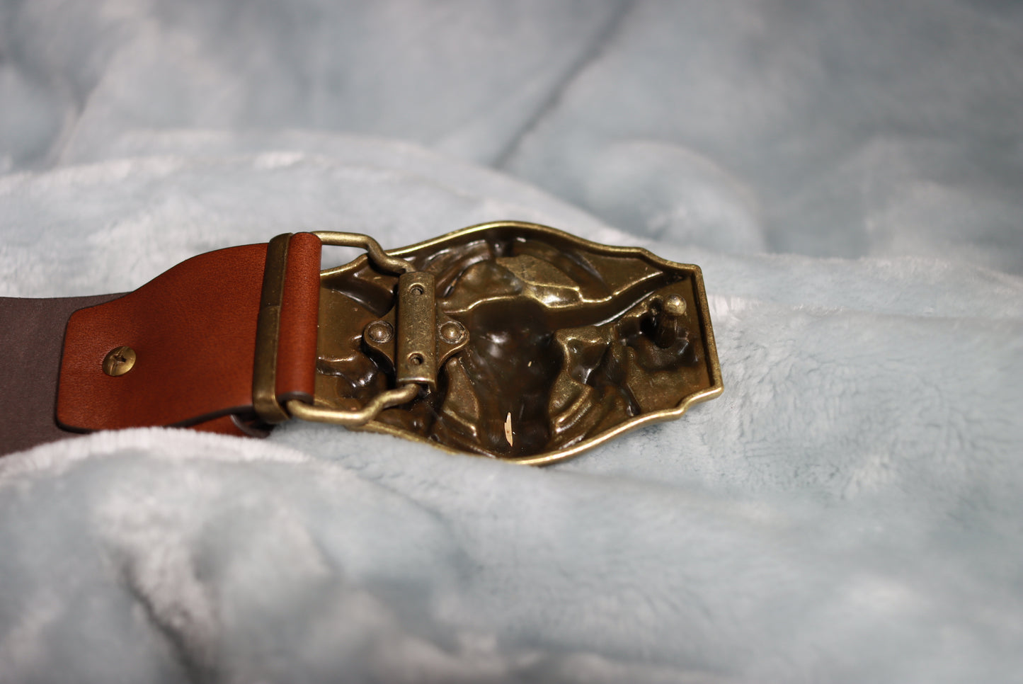 Large Brass Steers and Cowboys Buckle Western Cowboy Belt