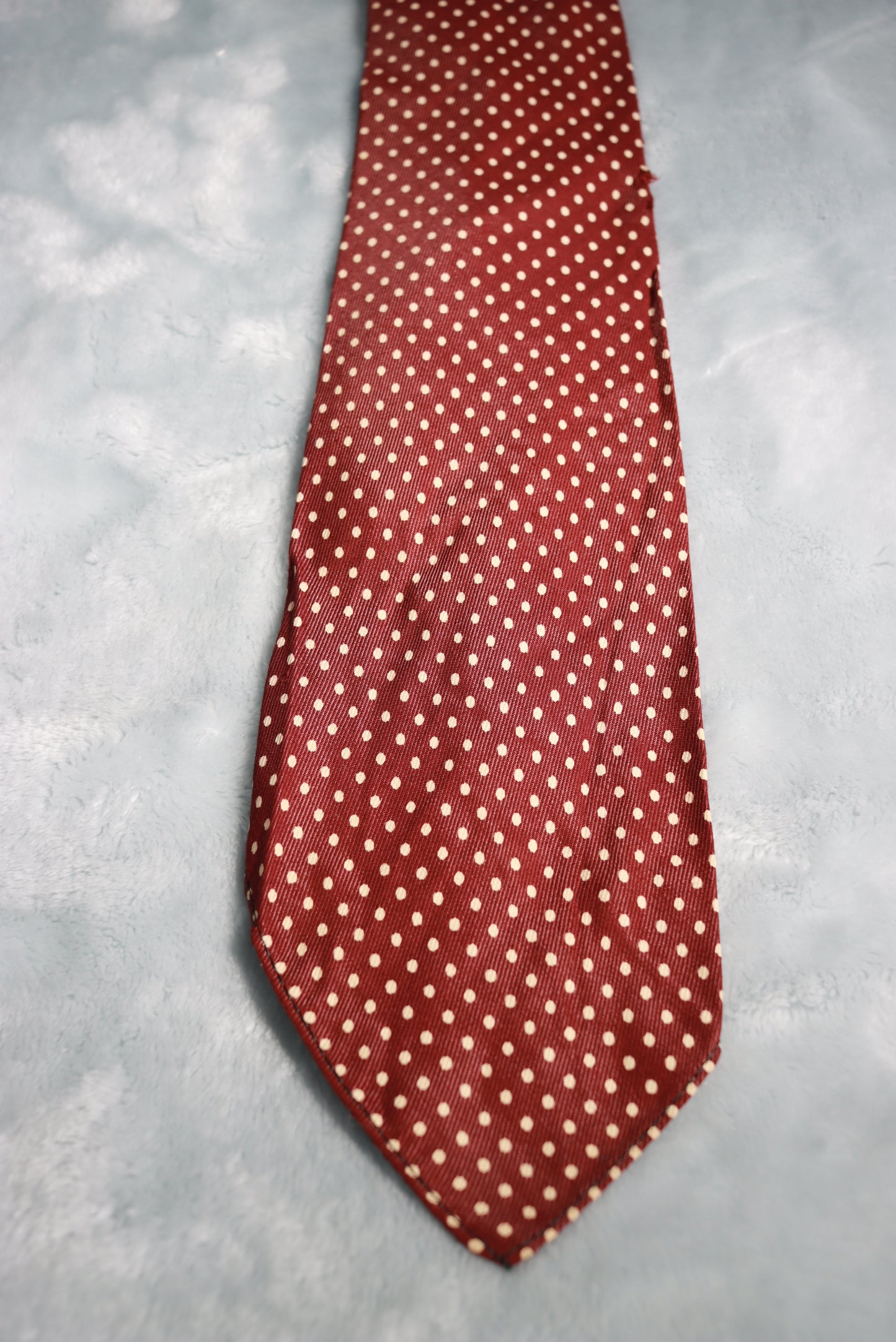 Vintage Brown and Cream Dots Asymmetric Swing Tie 1940s/50s