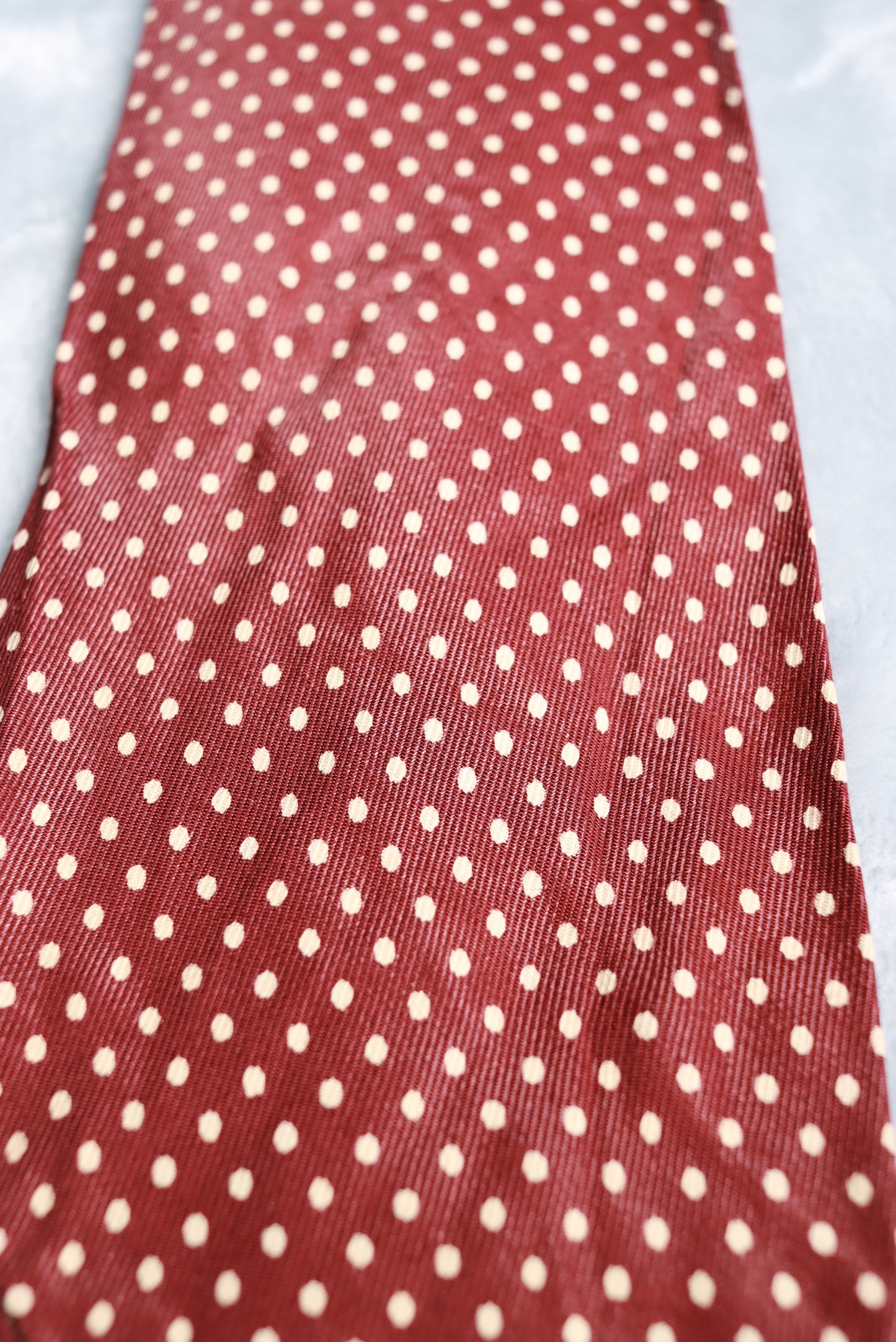 Vintage Brown and Cream Dots Asymmetric Swing Tie 1940s/50s