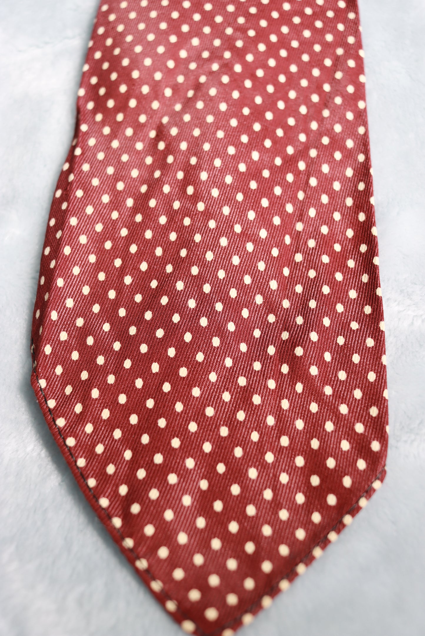 Vintage Brown and Cream Dots Asymmetric Swing Tie 1940s/50s