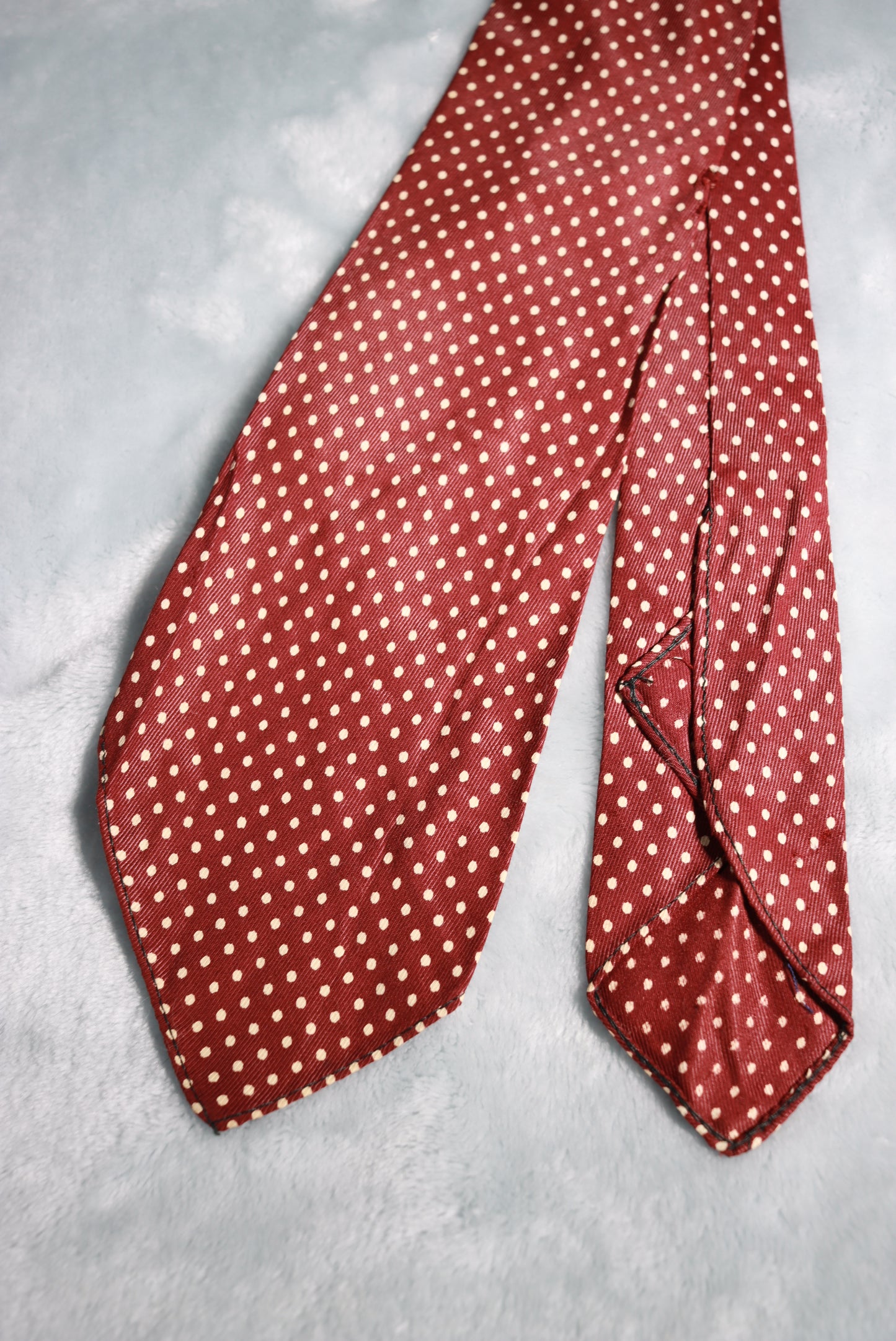 Vintage Brown and Cream Dots Asymmetric Swing Tie 1940s/50s