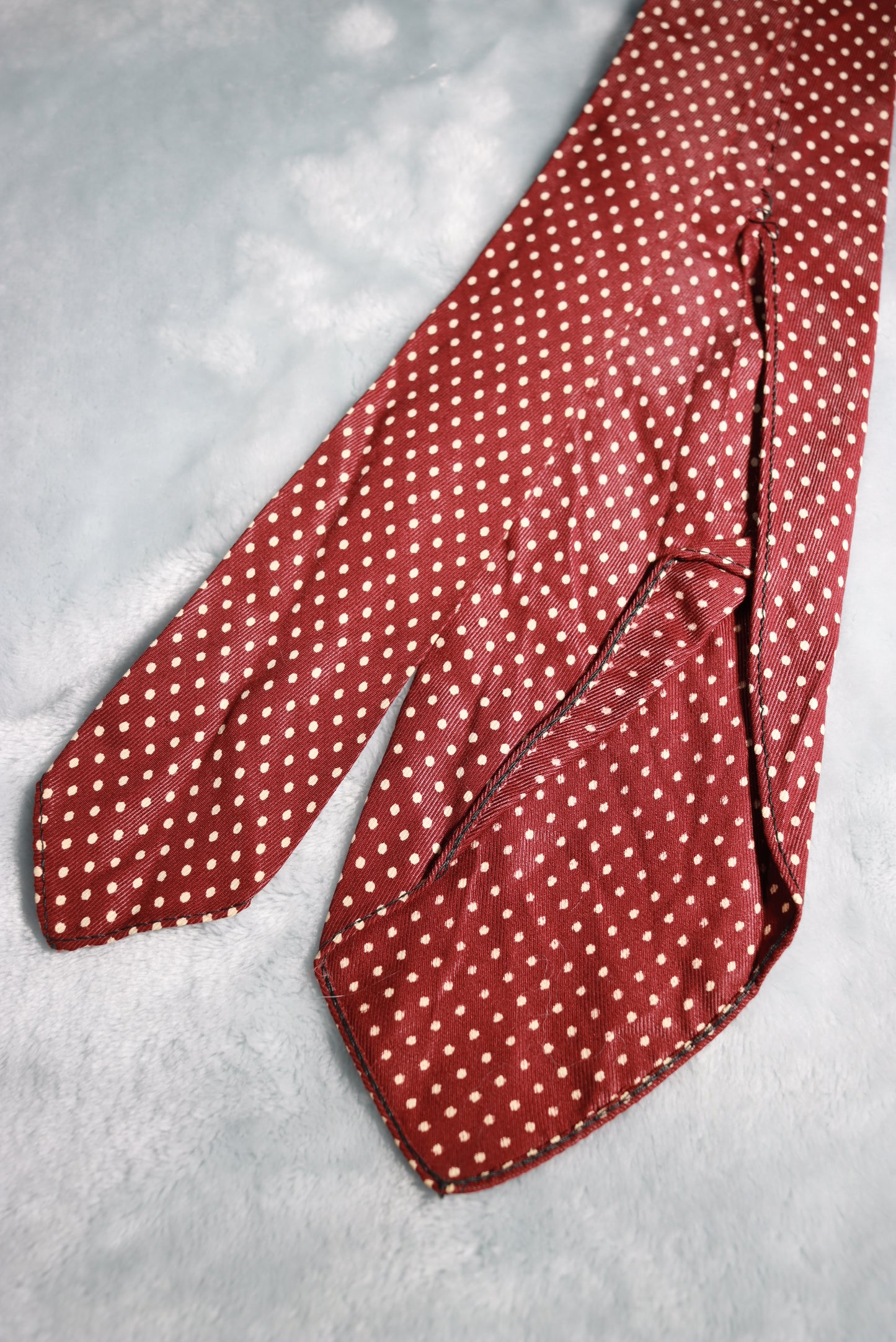 Vintage Brown and Cream Dots Asymmetric Swing Tie 1940s/50s