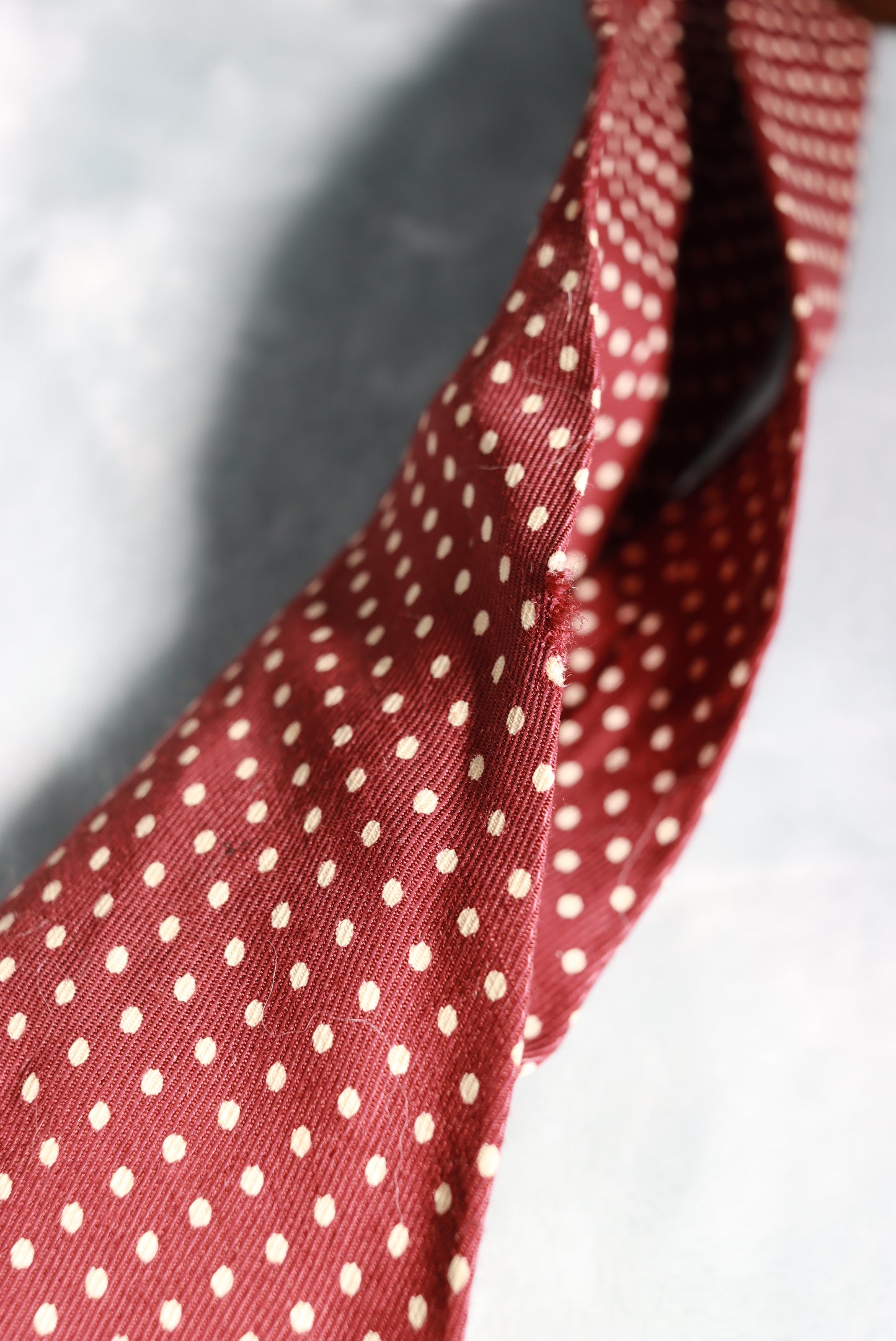 Vintage Brown and Cream Dots Asymmetric Swing Tie 1940s/50s