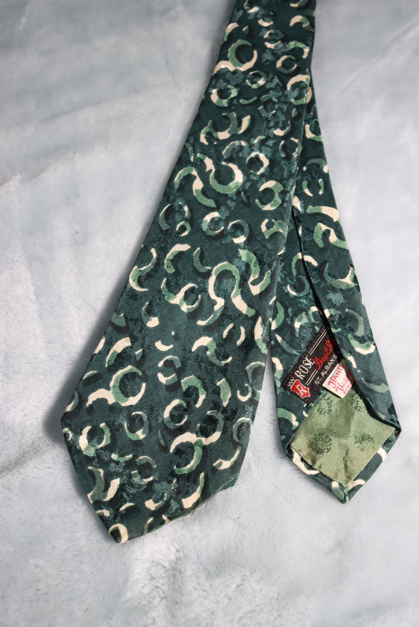 Vintage Green Hand Tailored Rose Department Store Tie 1940s/50s