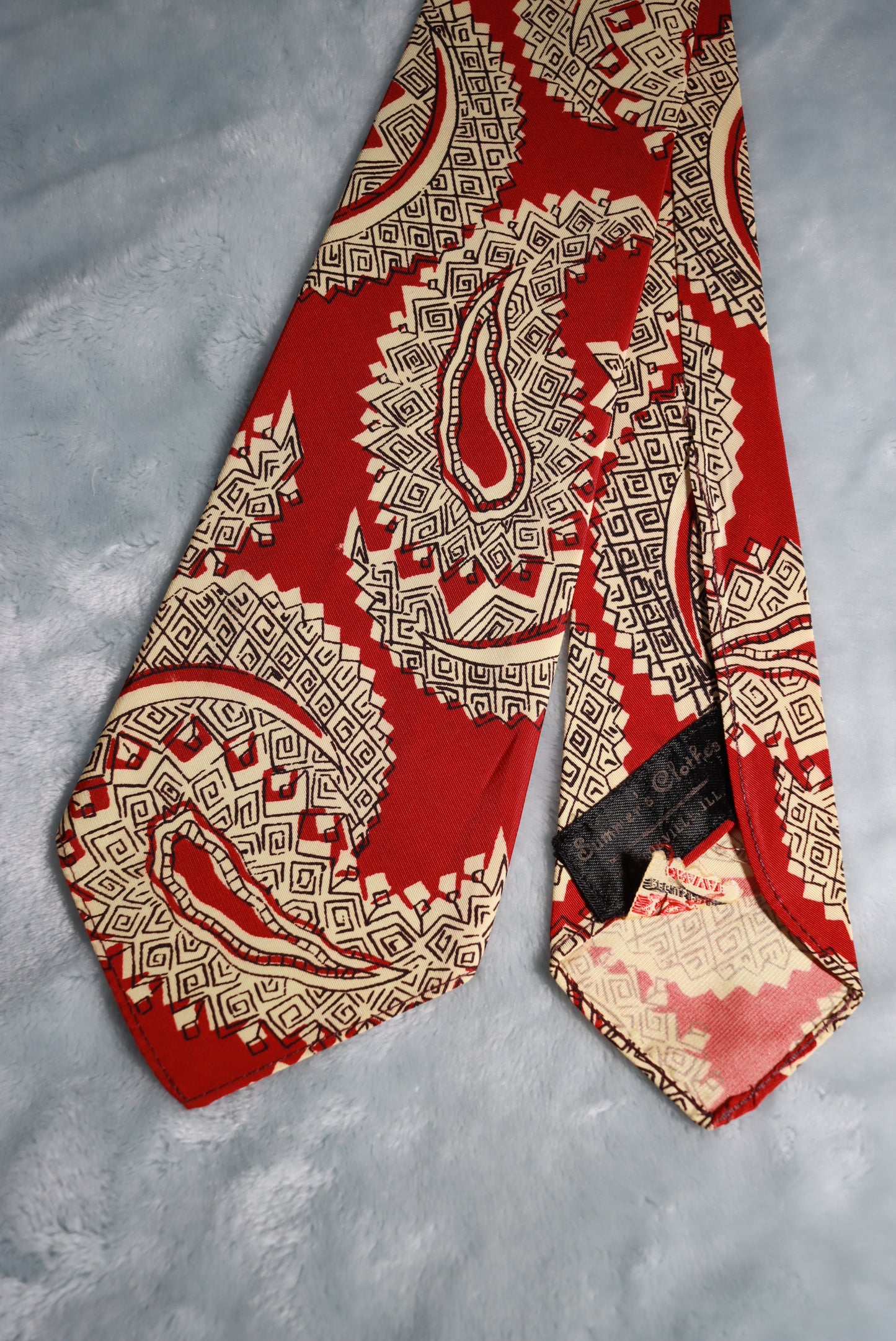 Vintage Regal Large Paisley Red Cream Swing Tie 1940s/50s