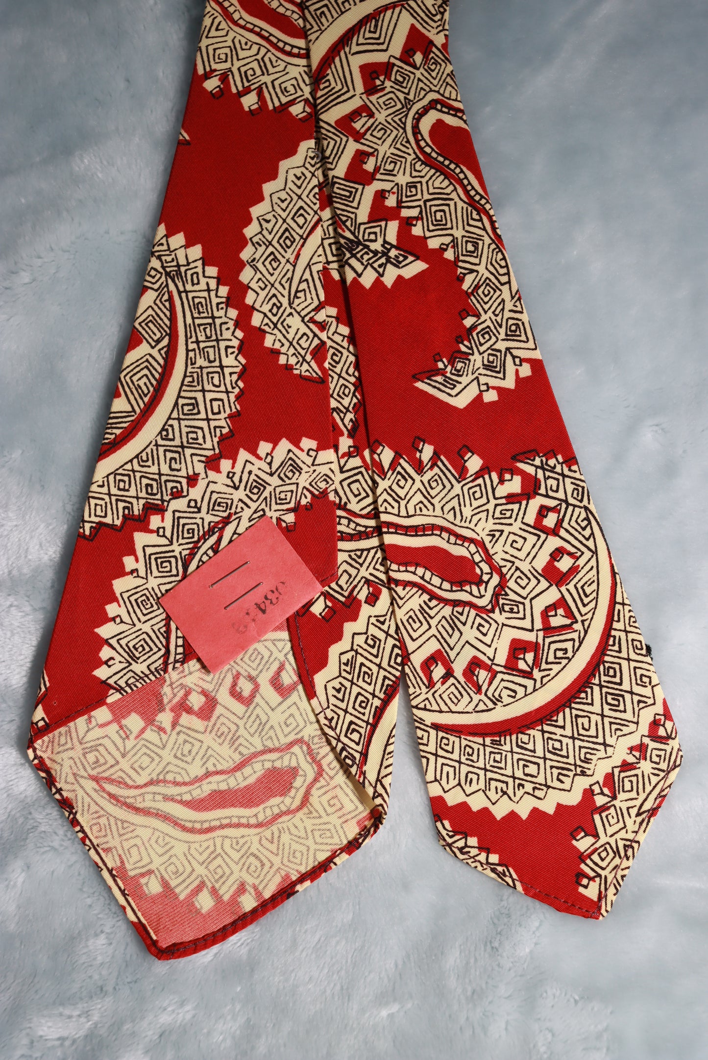 Vintage Regal Large Paisley Red Cream Swing Tie 1940s/50s