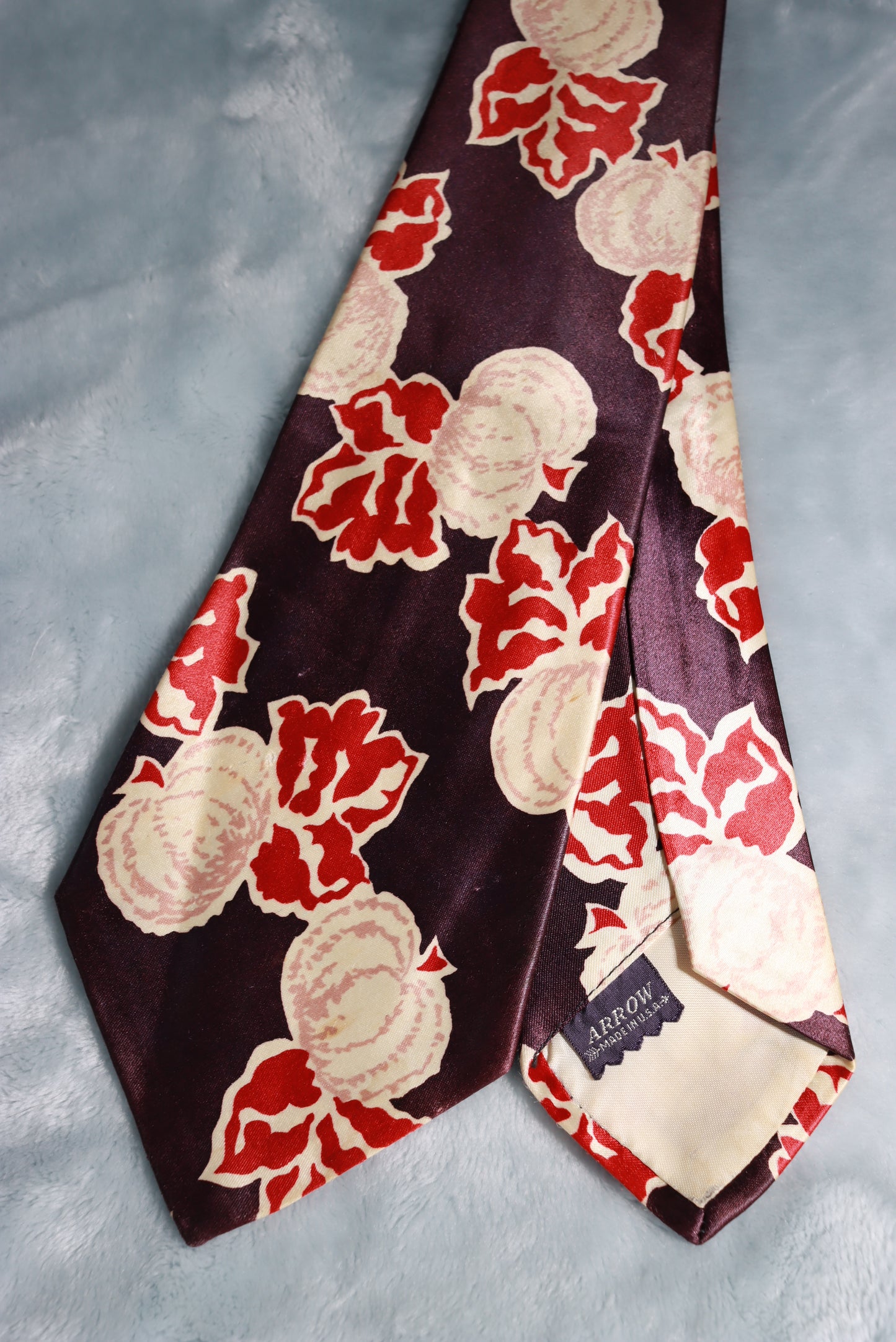 Vintage Arrow Blue Red Cream Pumpkin Swing Tie 1940s/50s
