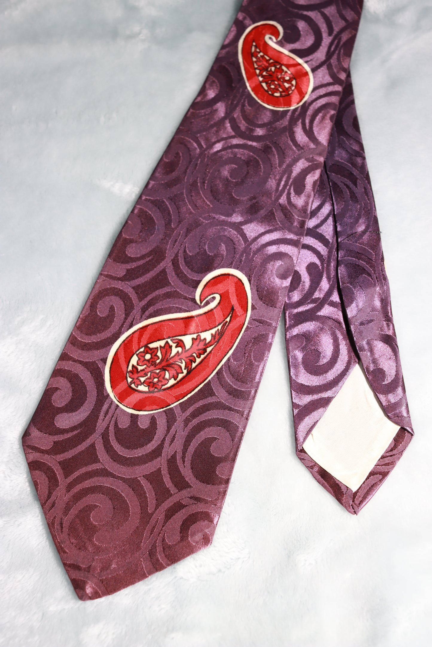 Vintage Purple and Red Paisley Patch Swing Tie 1940s/50s