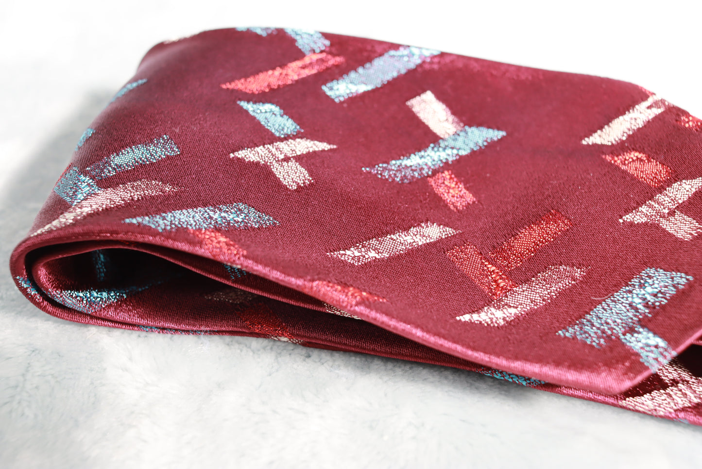 Vintage Rhodia Burgundy Red White Blue Blocks Swing Tie 1940s/50s