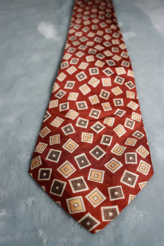 Vintage Brown Confetti Squares Pattern Swing Tie 1940s/50s