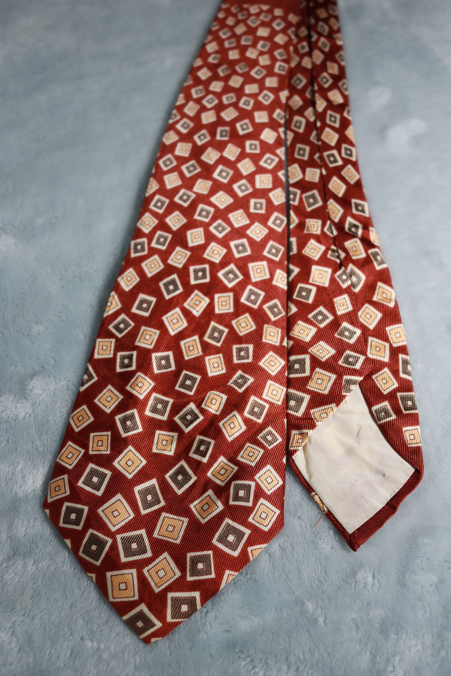 Vintage Brown Confetti Squares Pattern Swing Tie 1940s/50s