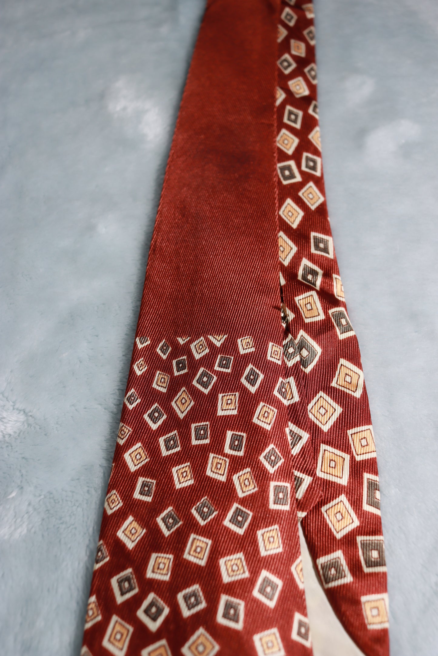 Vintage Brown Confetti Squares Pattern Swing Tie 1940s/50s