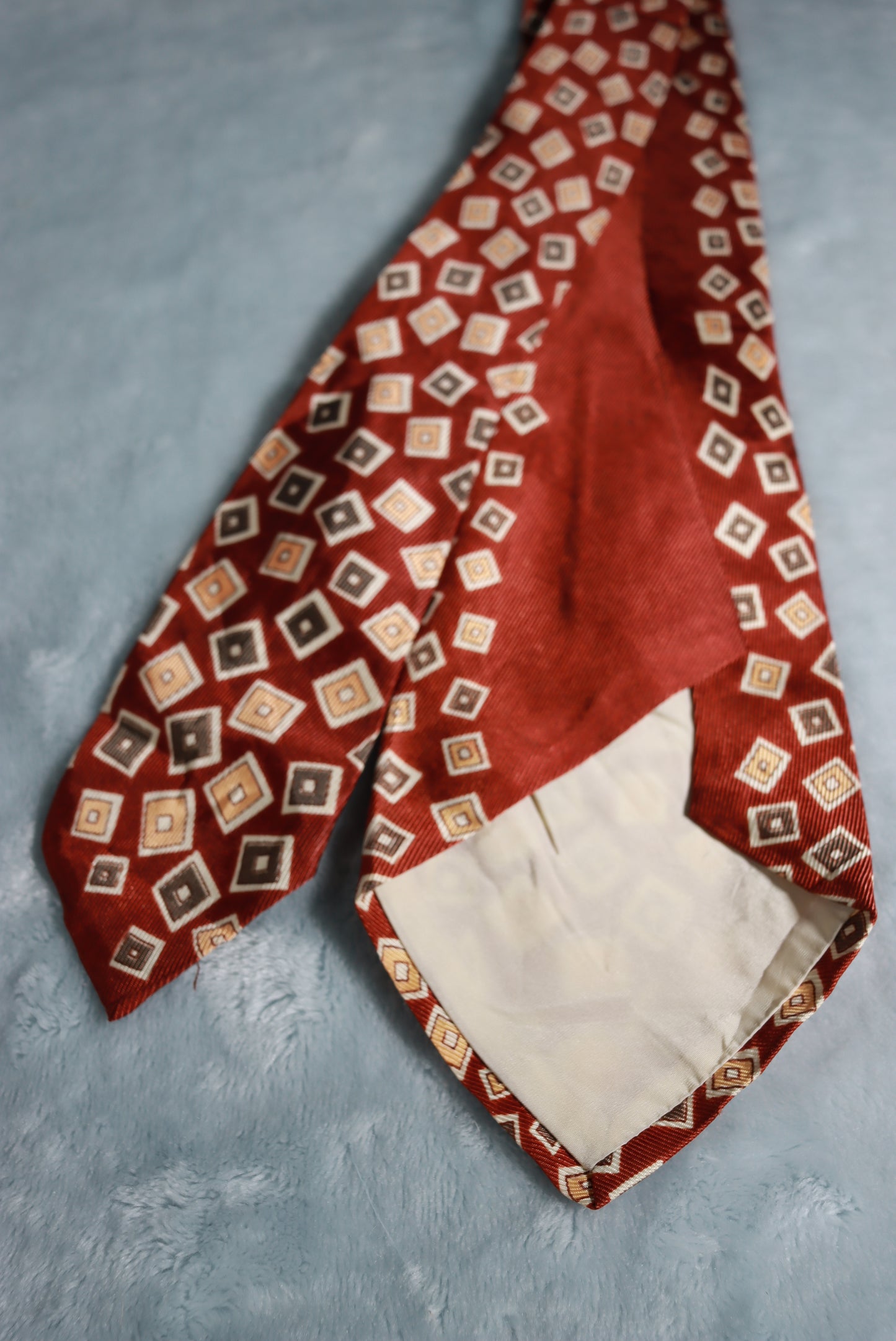 Vintage Brown Confetti Squares Pattern Swing Tie 1940s/50s