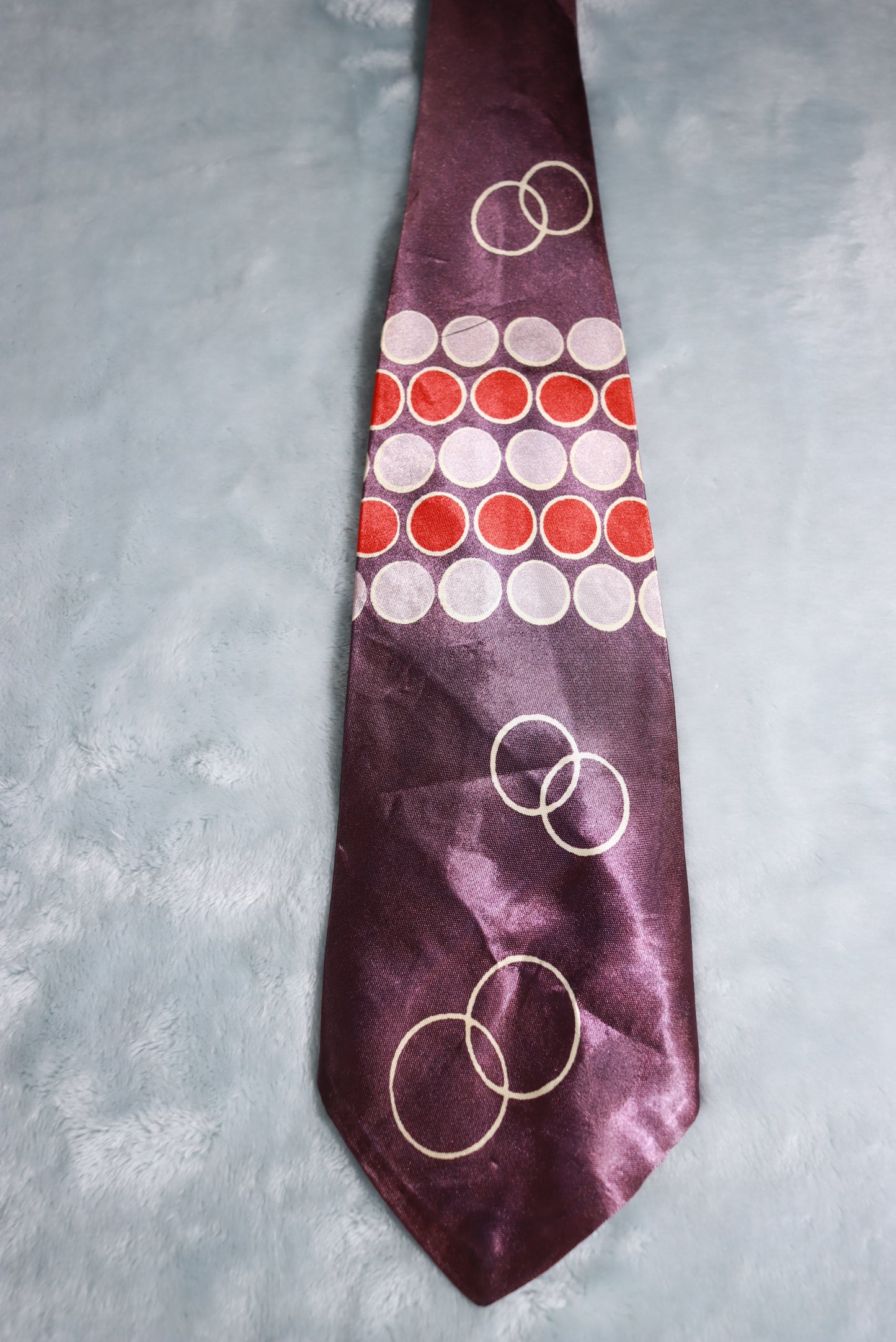 Vintage Purple Crosley Cravats Circles and Dots Swing Tie 1940s/50s