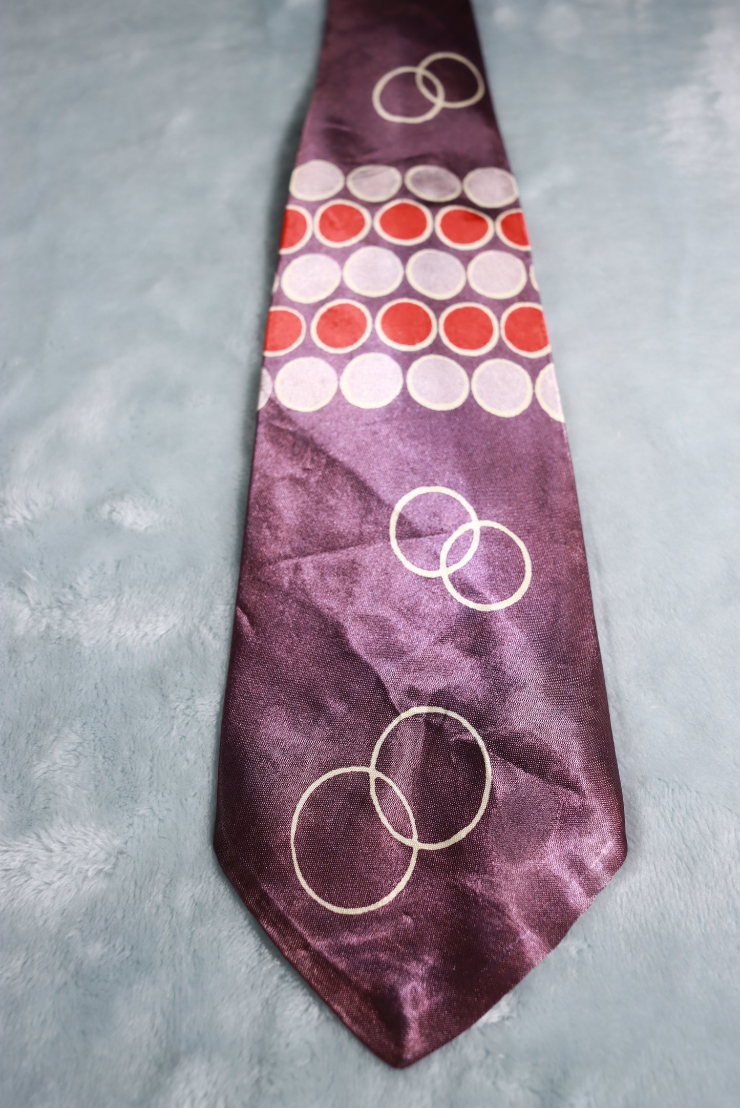 Vintage Purple Crosley Cravats Circles and Dots Swing Tie 1940s/50s