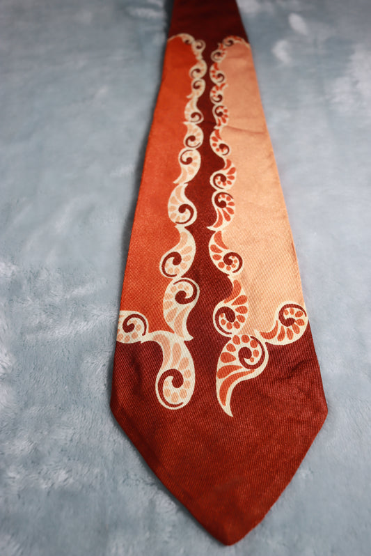 Vintage Brown and Peaches Swing Tie 1940s/50s