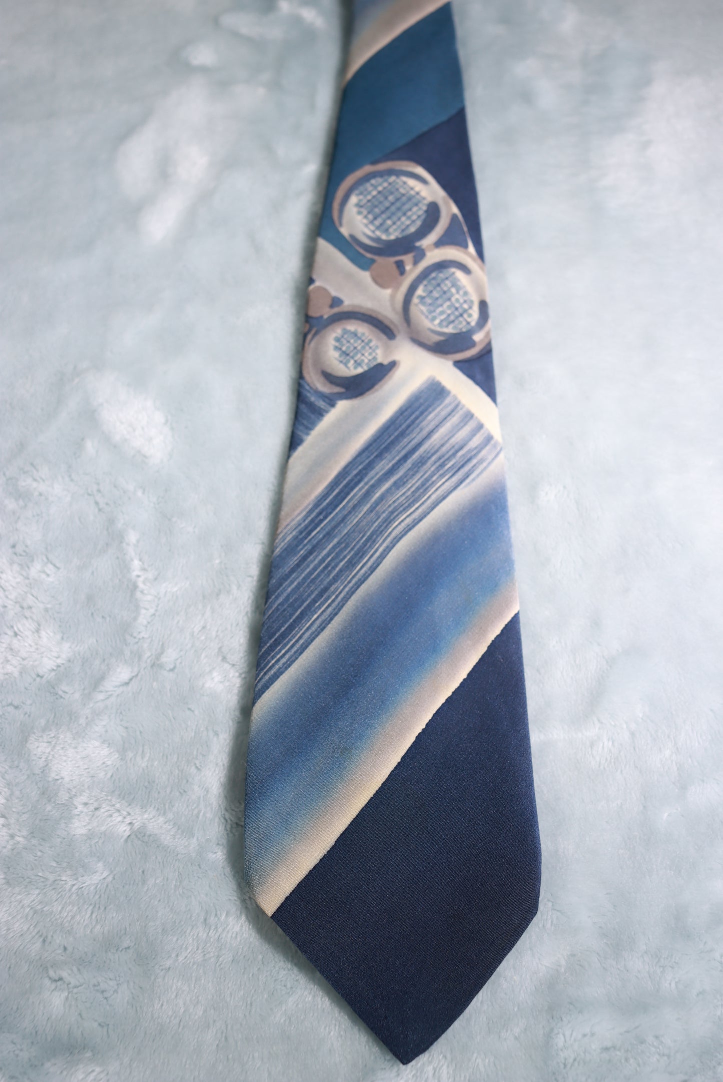 Vintage D'Arsac Hand Painted Blue Abstract Swing Tie 1940s/50s