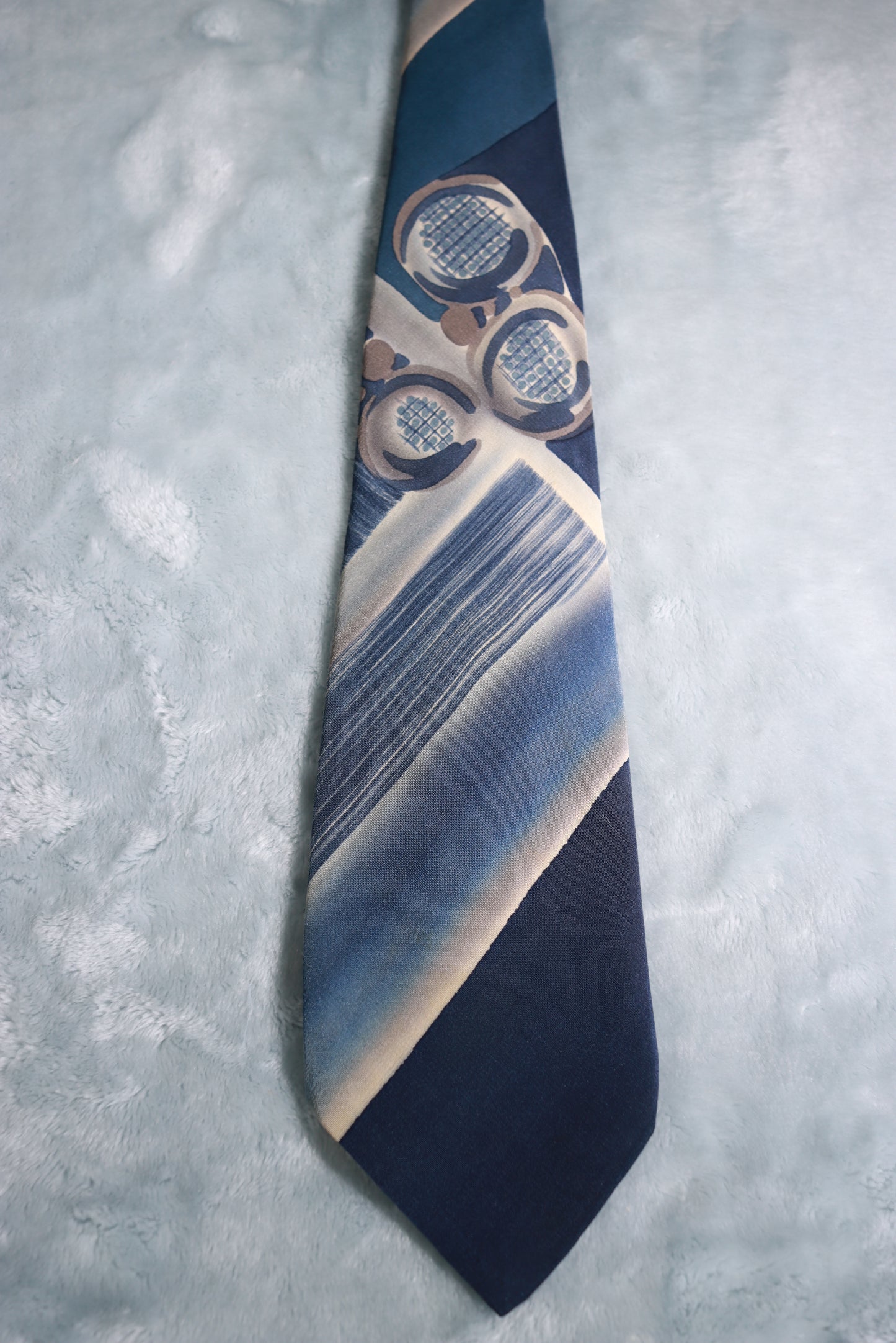 Vintage D'Arsac Hand Painted Blue Abstract Swing Tie 1940s/50s