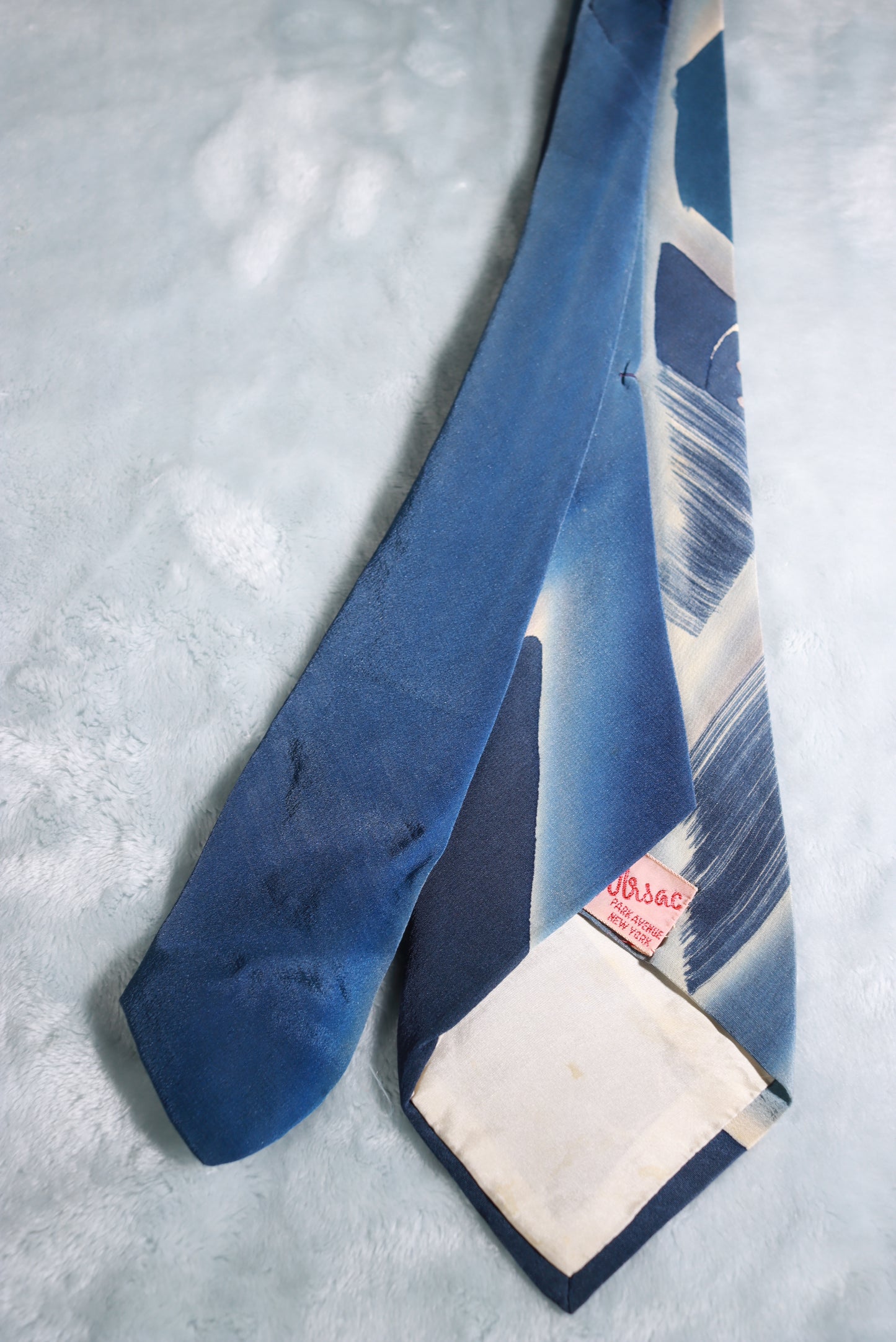 Vintage D'Arsac Hand Painted Blue Abstract Swing Tie 1940s/50s