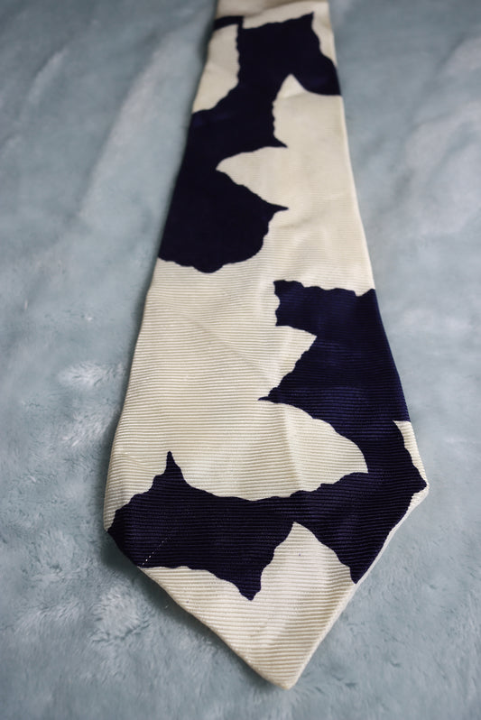 Vintage New Blue White Abstract Quality Cravat Swing Tie 1940s/50s