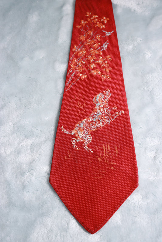 Vintage Towncraft Dog Chasing Birds Swing Tie 1940s/50s