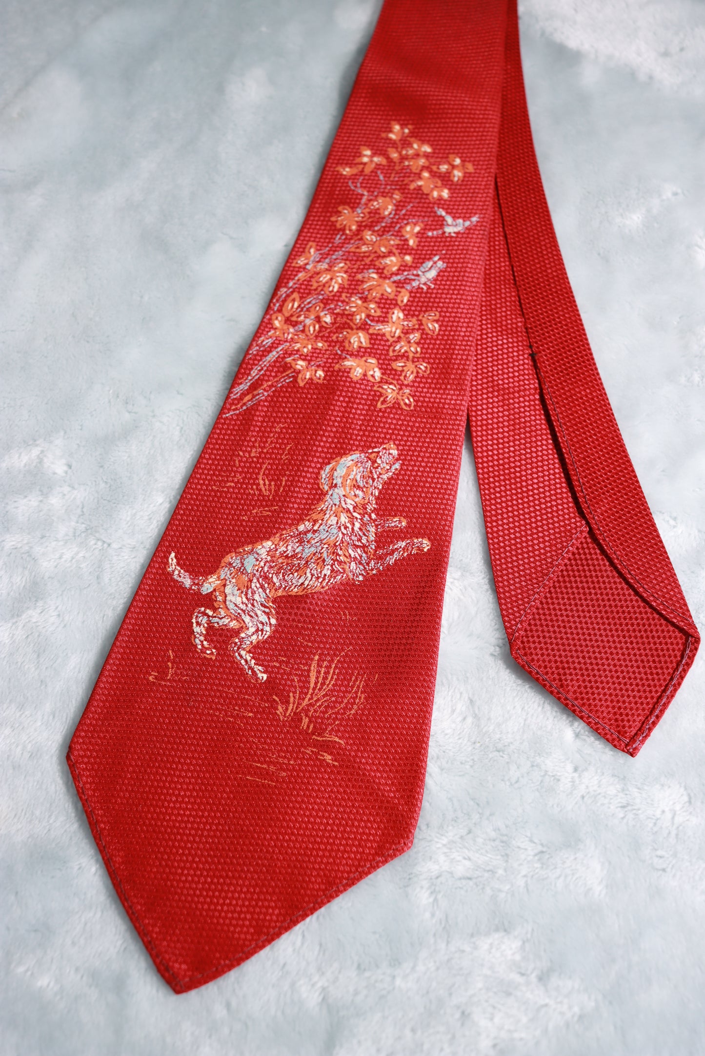 Vintage Towncraft Dog Chasing Birds Swing Tie 1940s/50s
