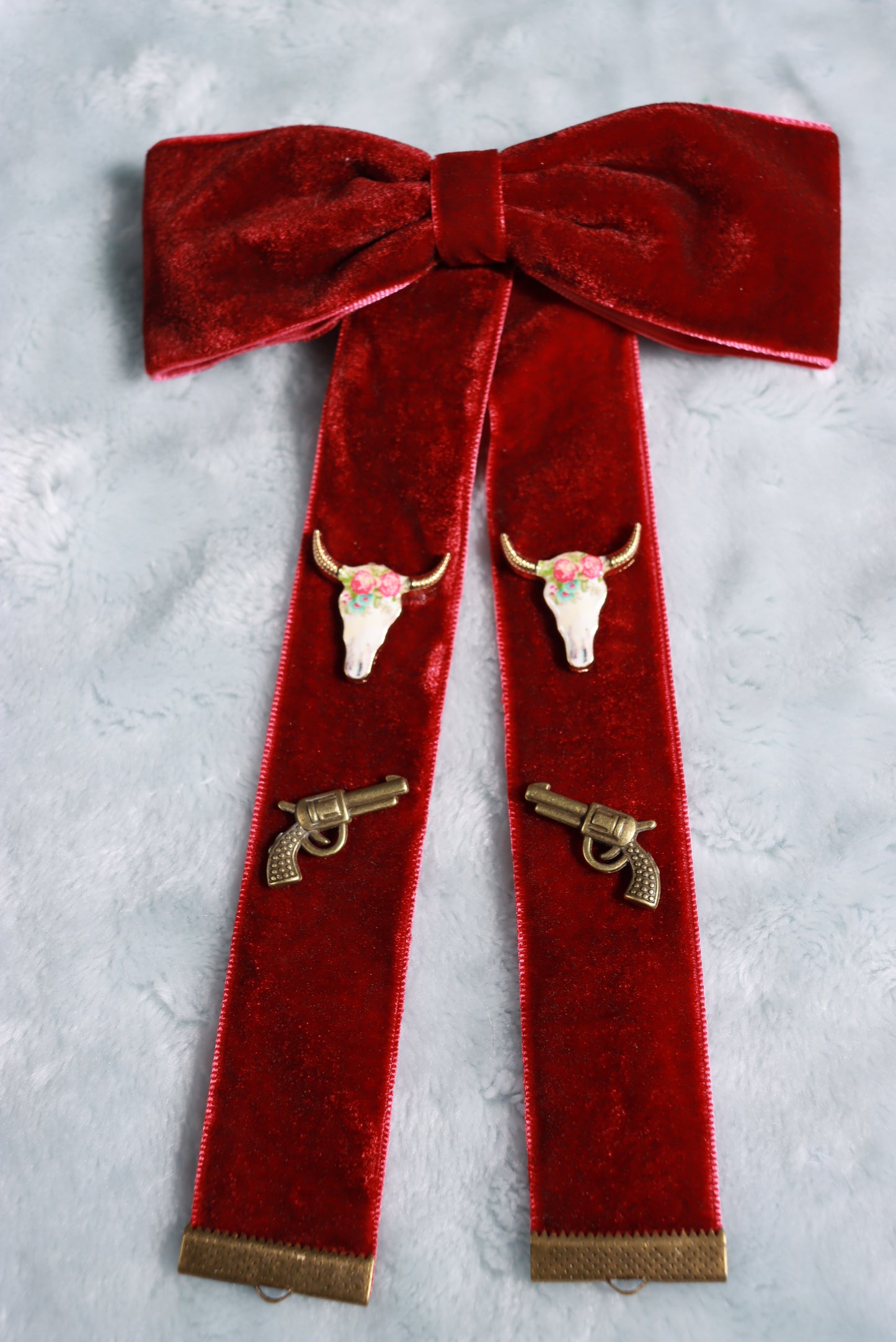 New Burgundy Velvet Steers and Pistols Western Kentucky Bow Tie