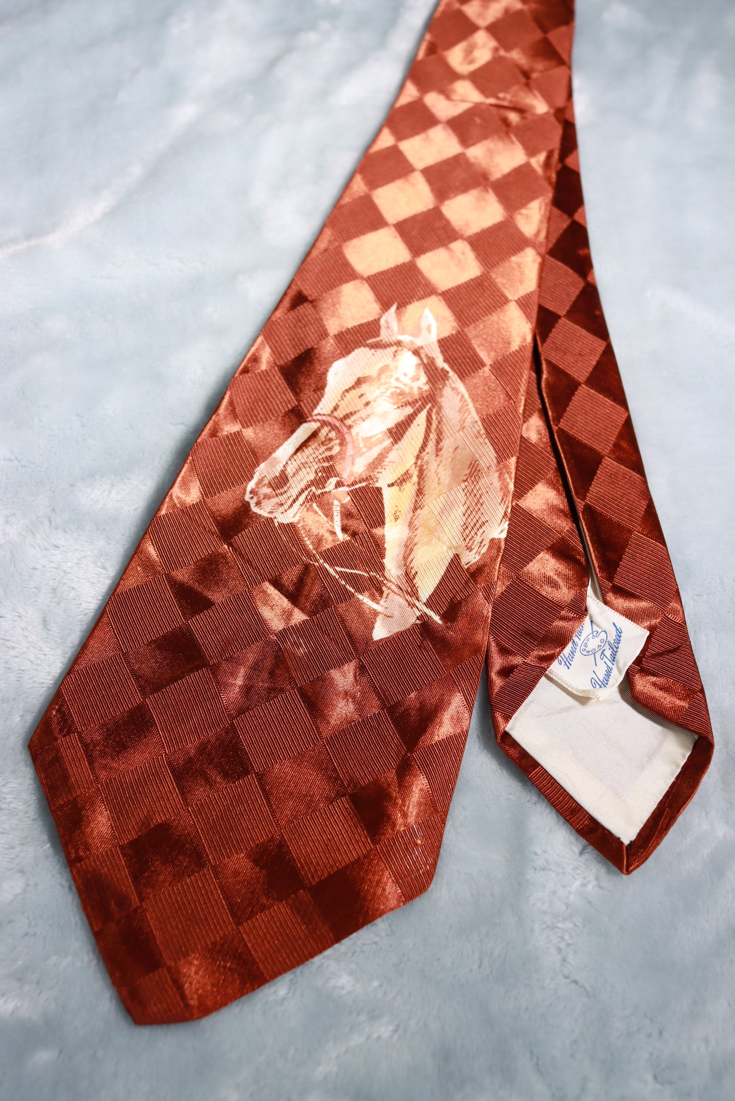 Vintage Hand Painted Horse Head Jacquard Swing Tie 1940s/50s