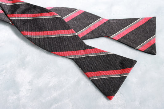 Penguin Black Red Stripes Silk Self Tie Bow Tie New Unworn