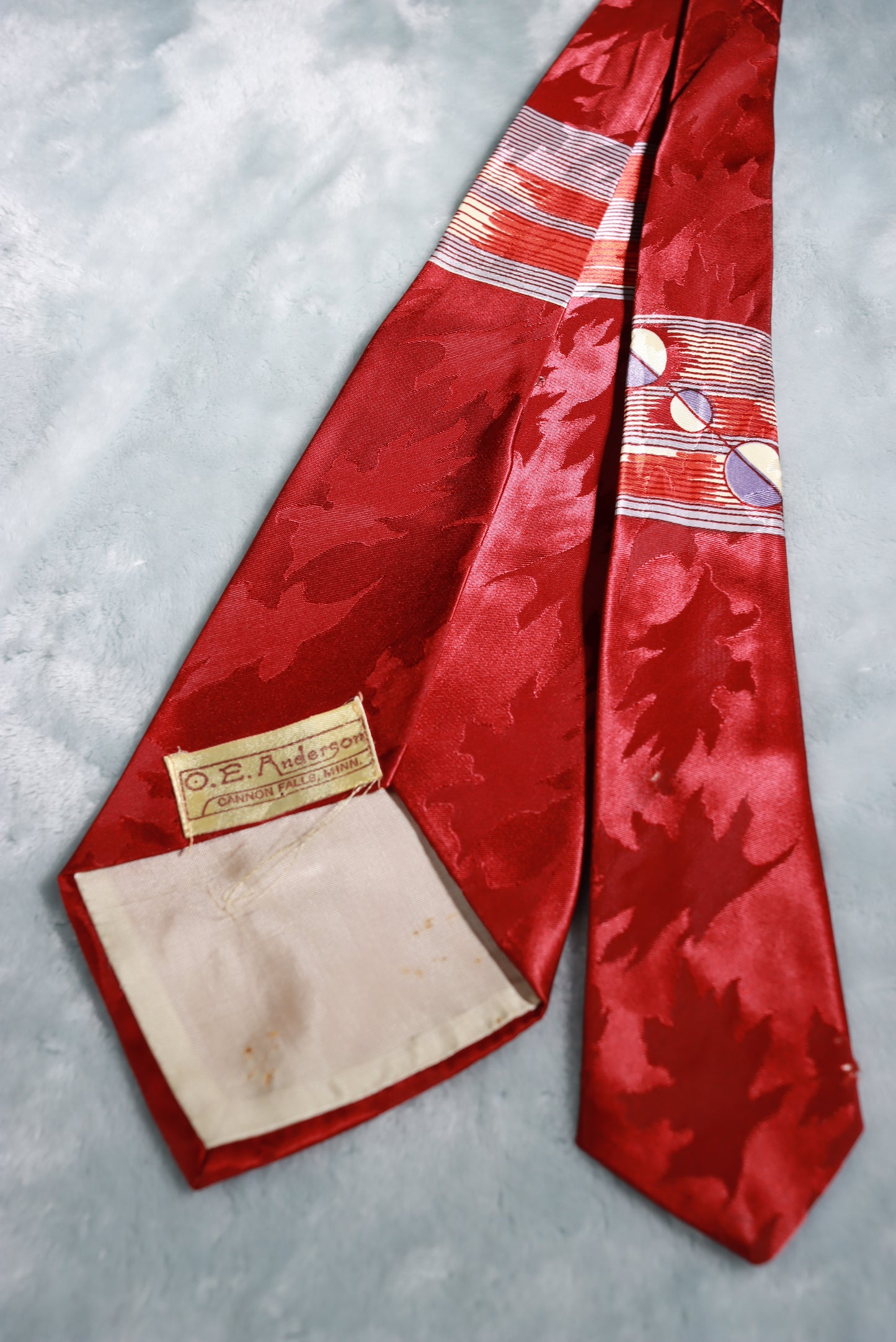 Vintage Anderson Jacquard Burgundy Swing Tie 1940s/50s